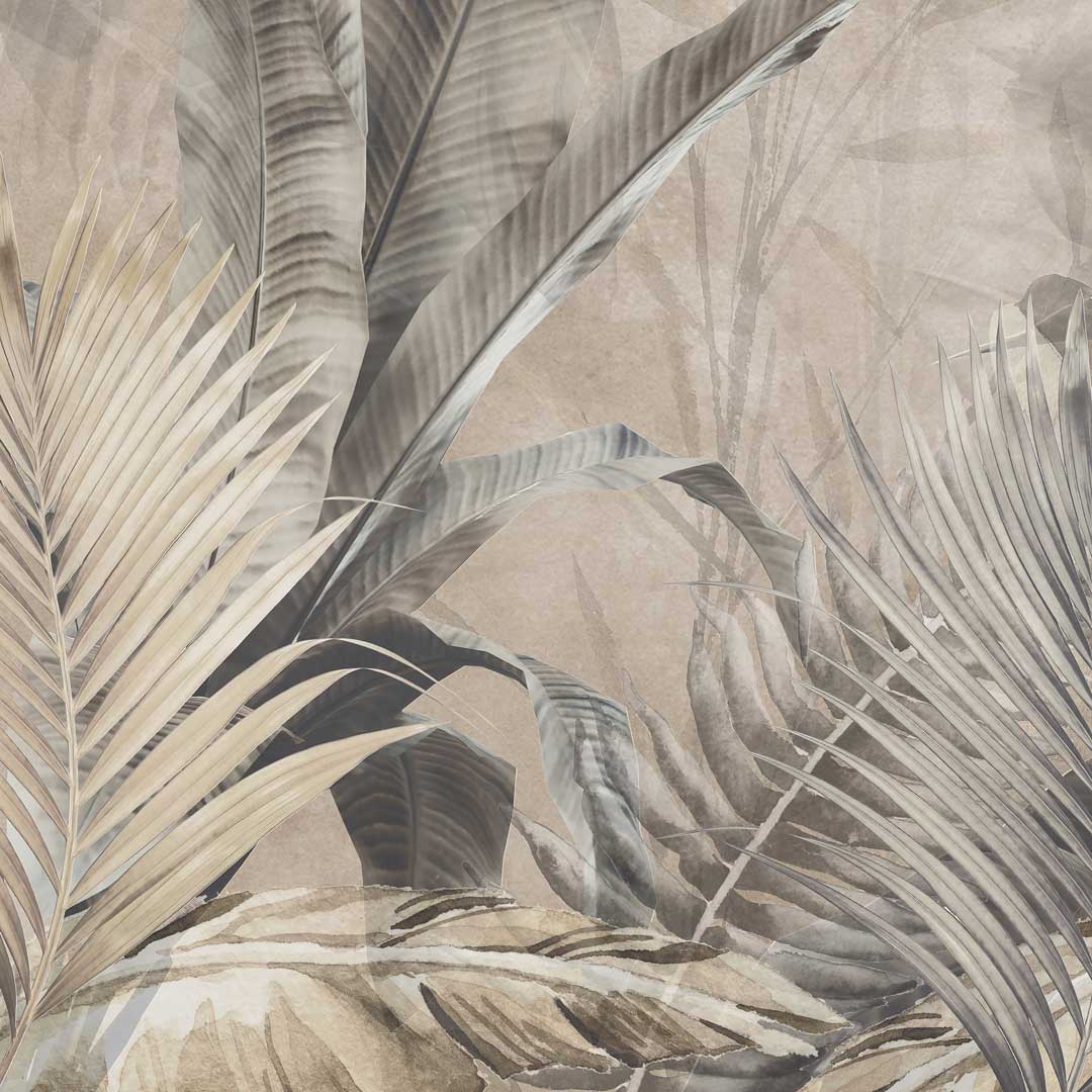 Fototapeta liście palmy - złote, beżowe, tropikalne