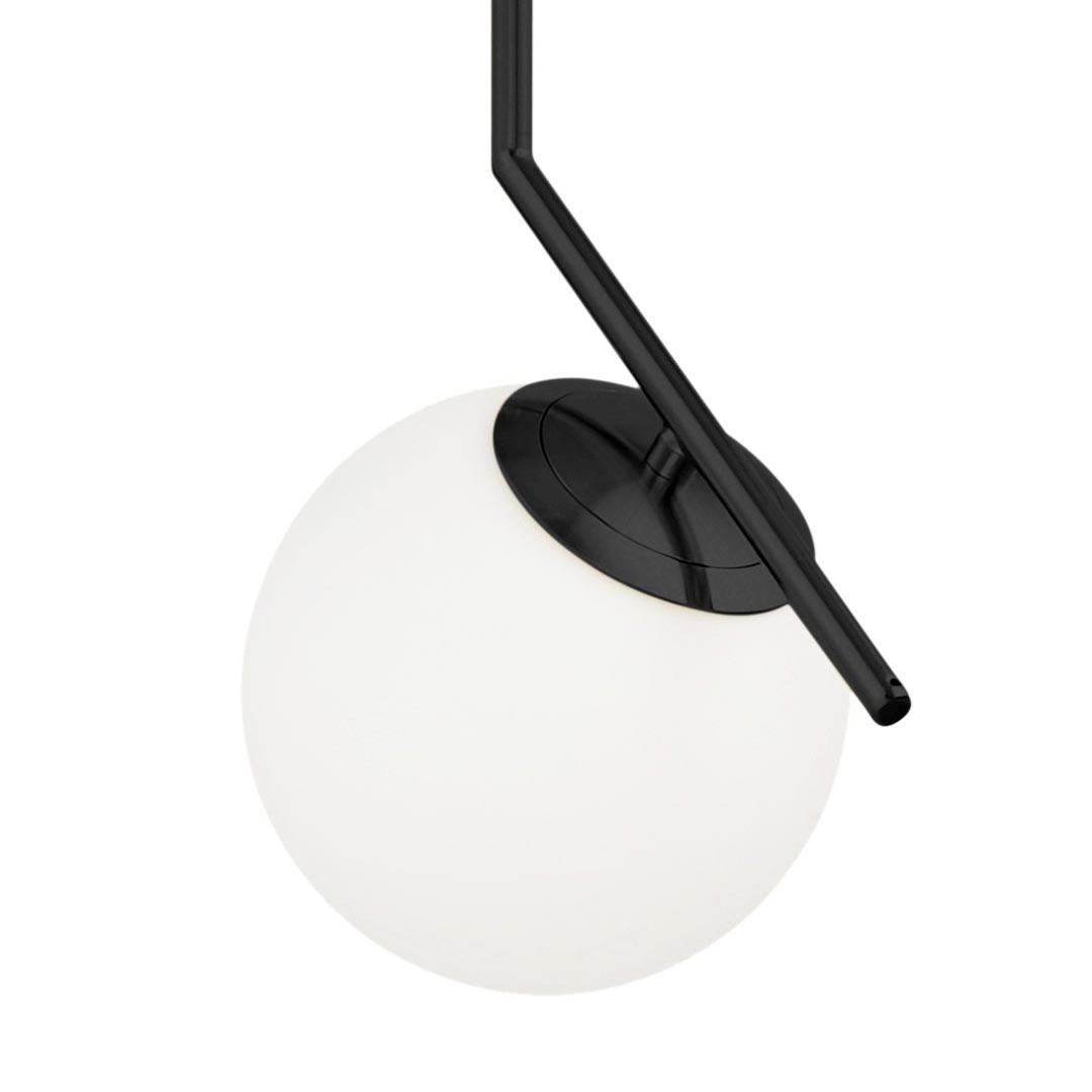 Czarna, stylowa lampa wisząca SORENTO, nowoczesna z białym okrągłym kloszem - Lumina Deco zdjęcie 4