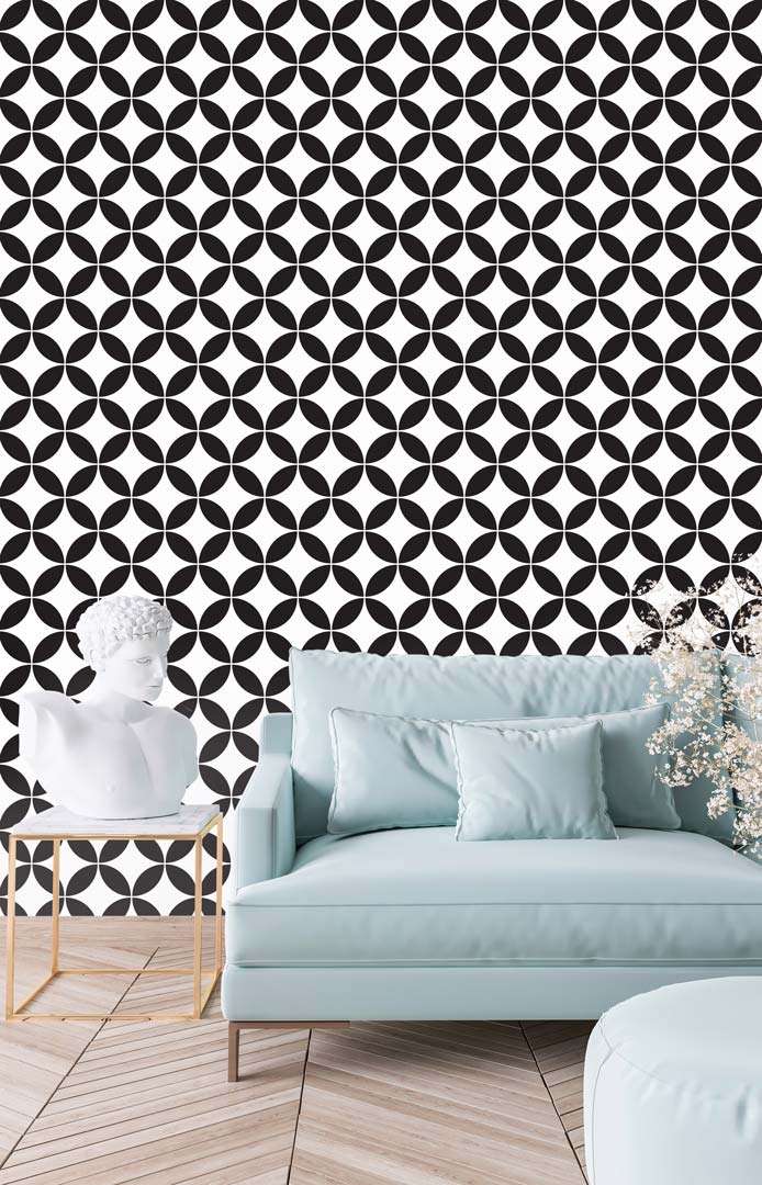 Tapeta czarno-biała w orientalny wzór marokański retro - Dekoori zdjęcie 2
