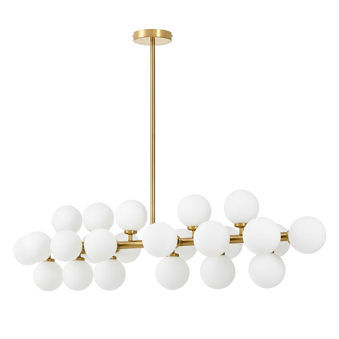 Elegancka mosiężna lampa wisząca PETRICA białe szklane klosze kulki - Lumina Deco zdjęcie 2