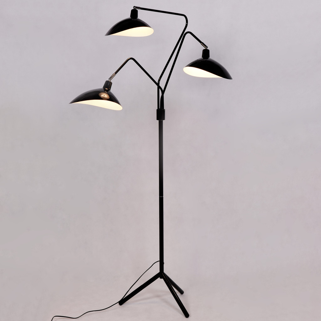 Nowoczesna czarna lampa podłogowa ADARRIO metalowa na nóżkach, regulowana - Lumina Deco zdjęcie 3