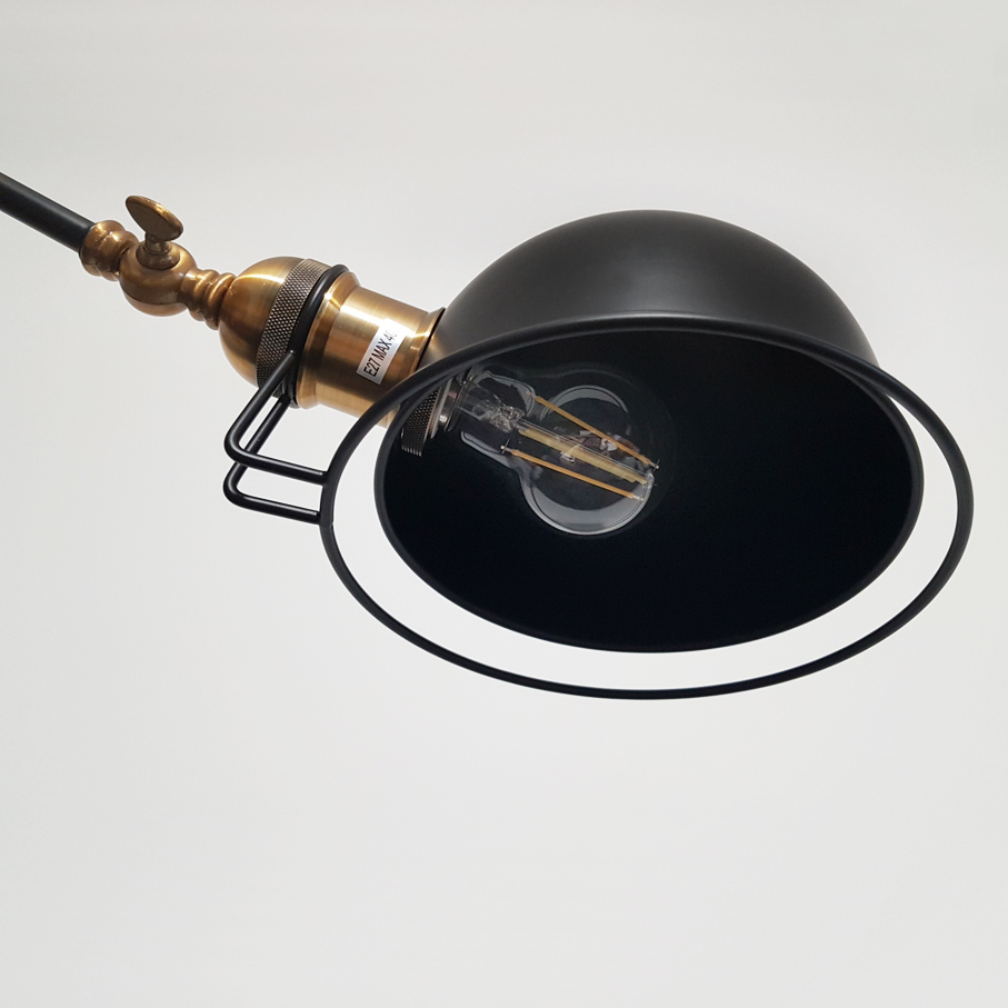Lampka ścienna, czarny kinkiet loftowy GLUM W2 regulowane ramię do czytania - Lumina Deco zdjęcie 3