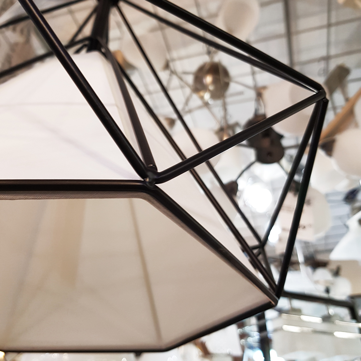 Czarna lampa wisząca druciana diament FORTI industrialna loft skandynawska - Lumina Deco zdjęcie 4