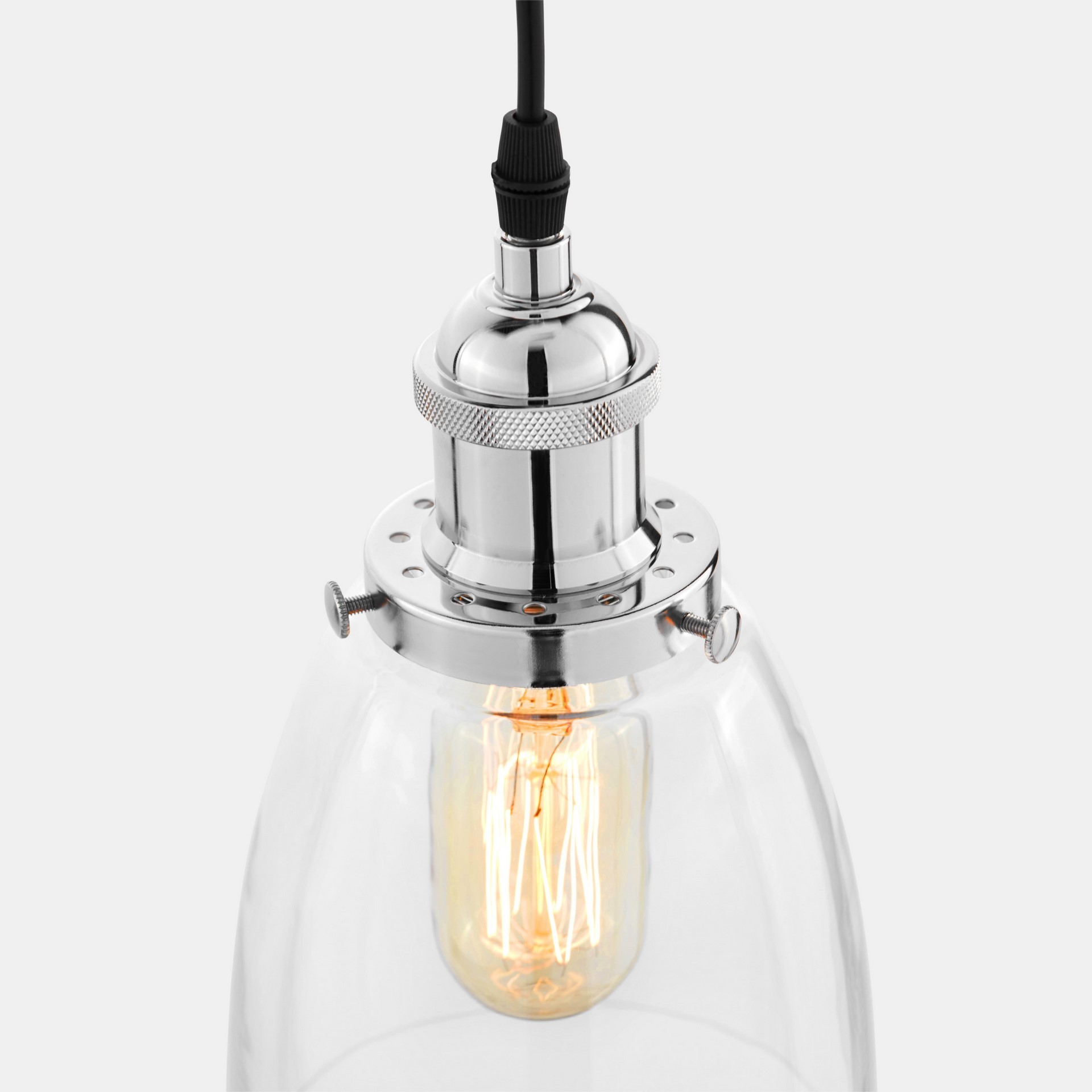 Chromowana lampa wisząca z przezroczystym kloszem FABI PRO W1 zwis - Lumina Deco zdjęcie 4