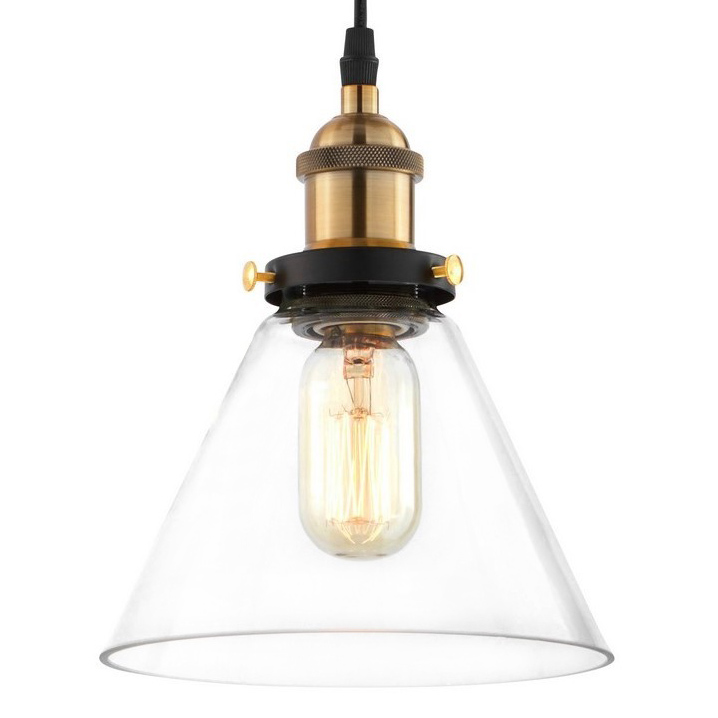 Lampa wisząca loft industrialna skandynawska NUBI szklana zwis stożek przezroczysty - Lumina Deco zdjęcie 1
