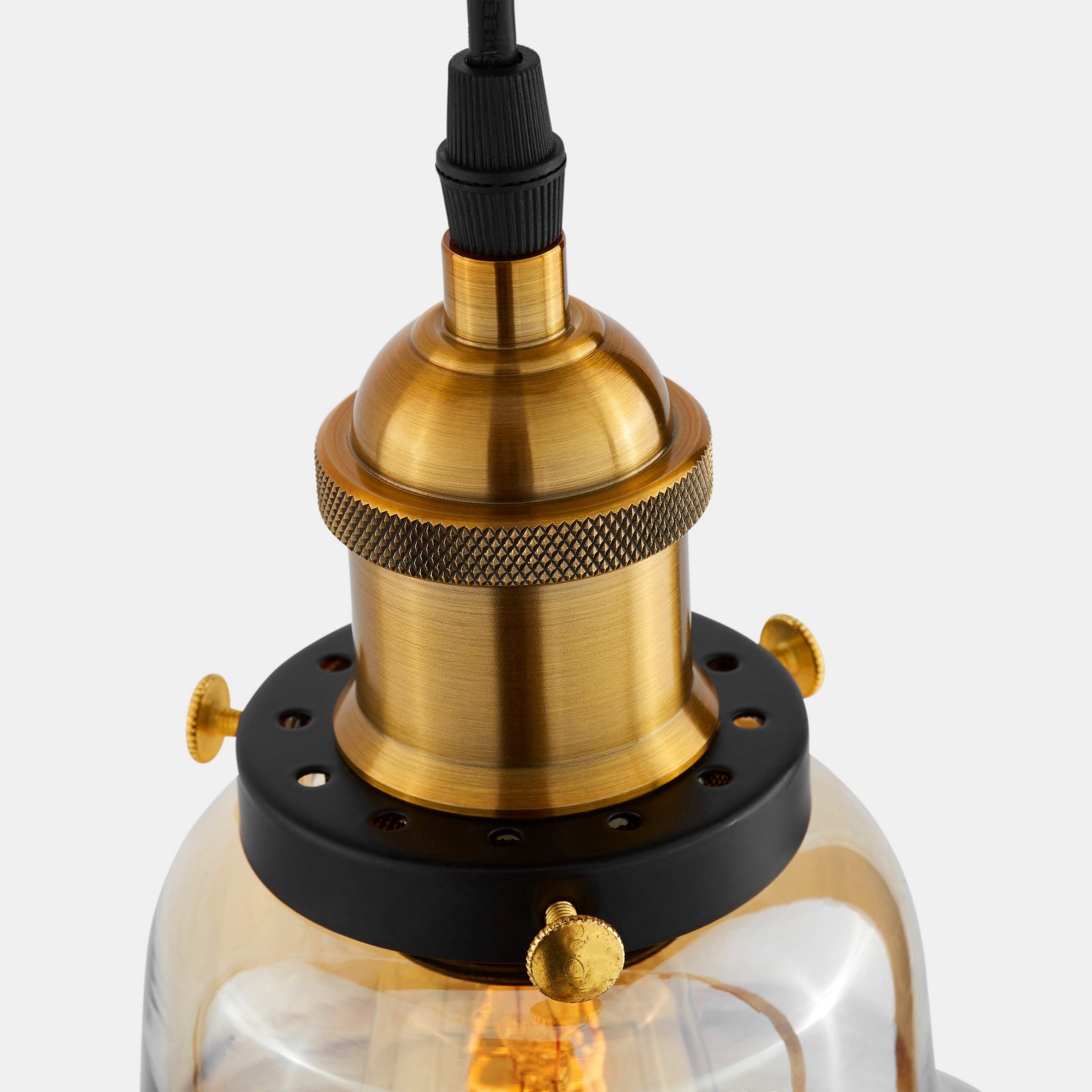 Lampa wisząca bursztynowa ZUBI szklana kopuła industrialna retro vintage - Lumina Deco zdjęcie 4
