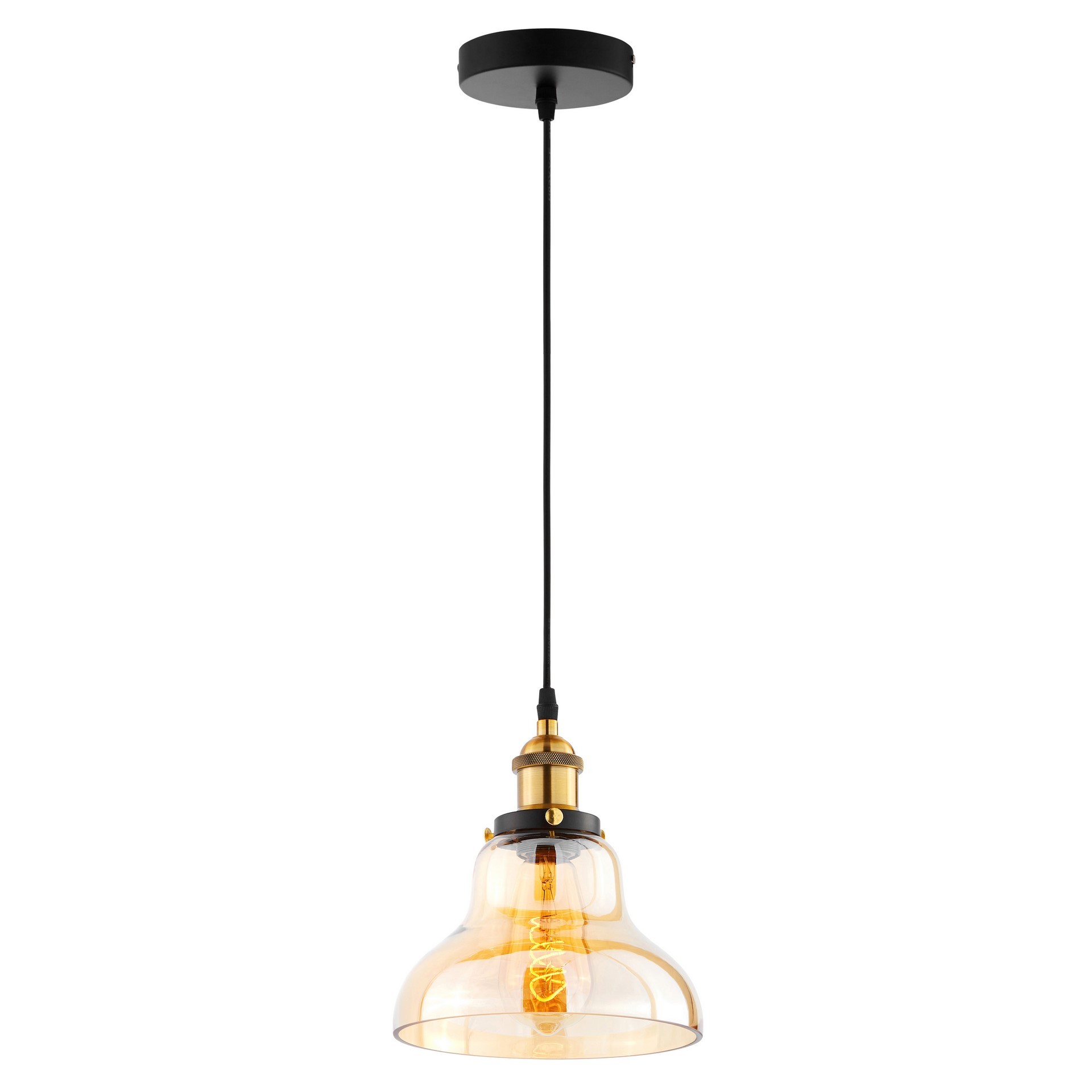 Lampa wisząca bursztynowa ZUBI szklana kopuła industrialna retro vintage - Lumina Deco zdjęcie 3