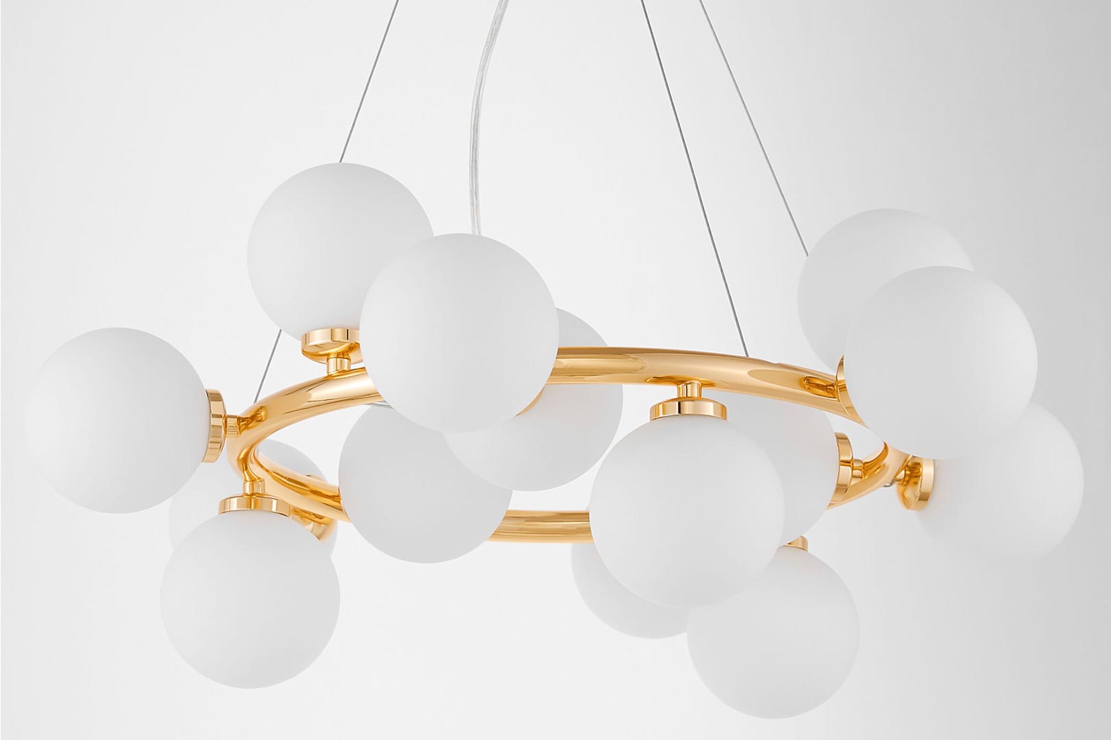Złota lampa wisząca MARSIADA okrągła białe klosze - Lumina Deco zdjęcie 3