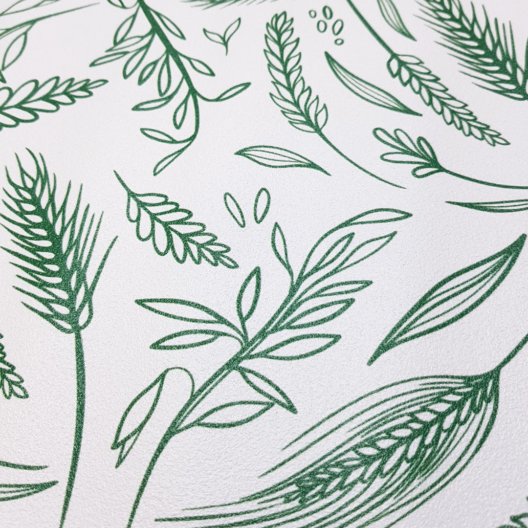 Tapeta na ścianę żniwa zboże żyto natura biało-zielona - Dekoori zdjęcie 4