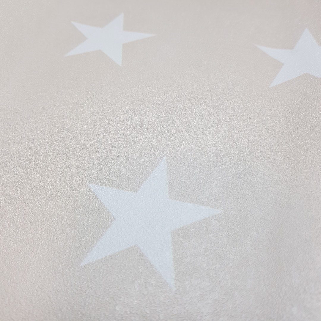 Beżowa tapeta w gwiazdki białe 5 cm - Dekoori zdjęcie 4