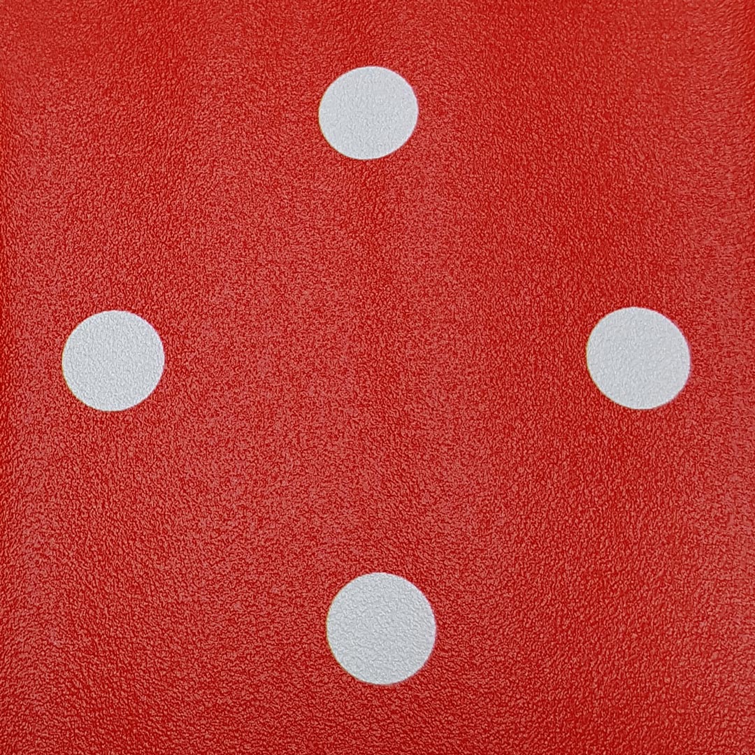 Czerwona tapeta w małe białe KROPKI GROSZKI 2 cm - Dekoori zdjęcie 4