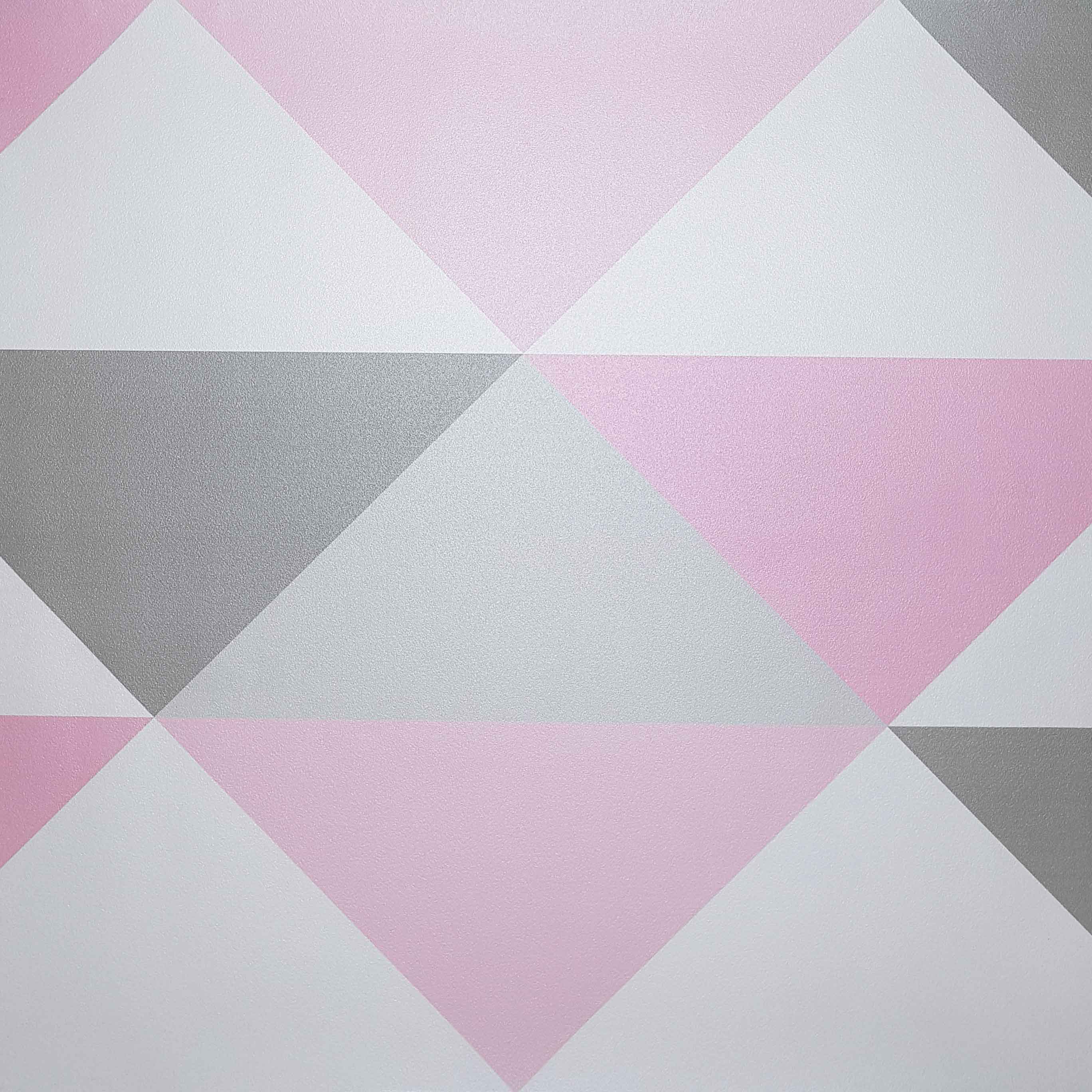 Skandynawska tapeta w pastelowe TRÓJKĄTY 33 cm biało-szaro-różowe - Dekoori zdjęcie 2