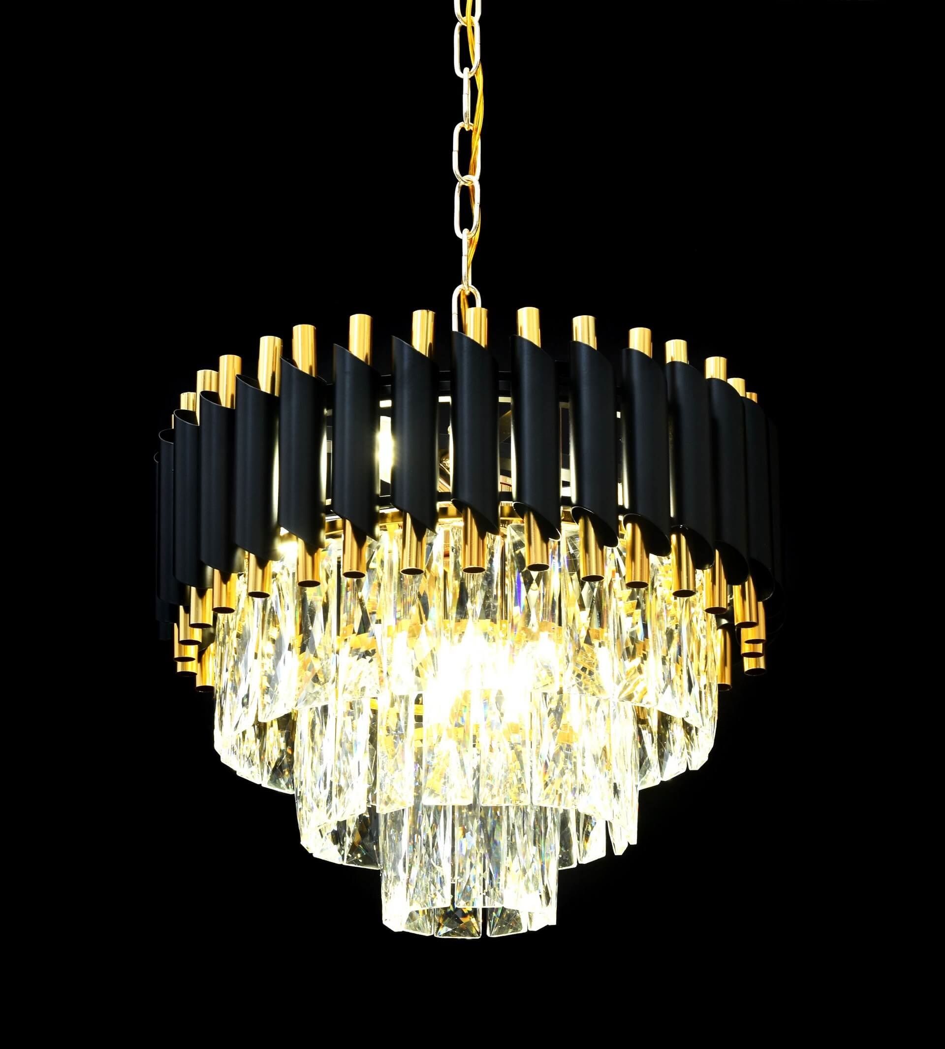 Czarno-złoty, klasyczny żyrandol kryształowy, na łańcuchu MAZINI - Lumina Deco zdjęcie 4