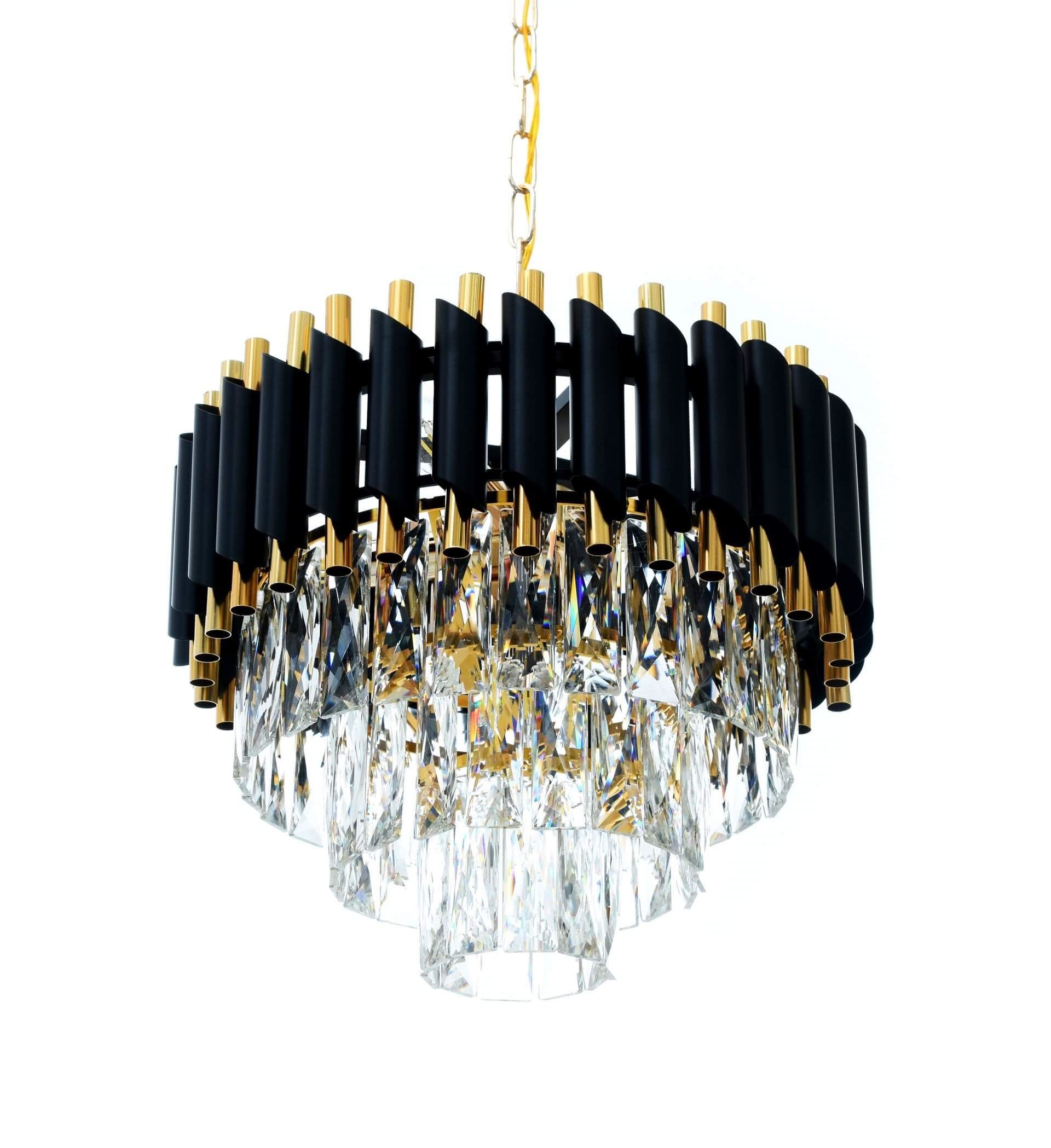 Czarno-złoty, klasyczny żyrandol kryształowy, na łańcuchu MAZINI - Lumina Deco zdjęcie 3