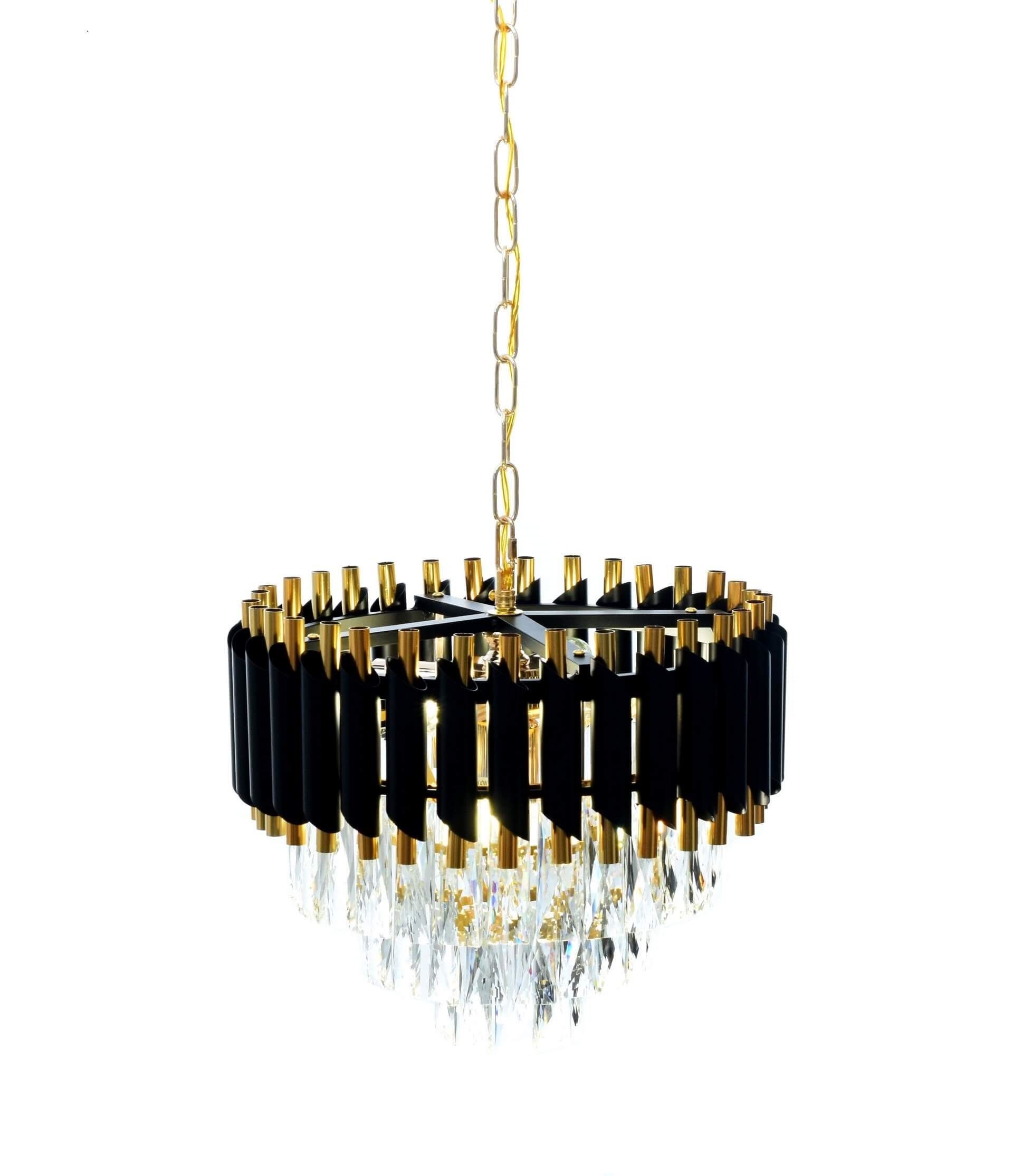 Czarno-złoty, klasyczny żyrandol kryształowy, na łańcuchu MAZINI - Lumina Deco zdjęcie 2
