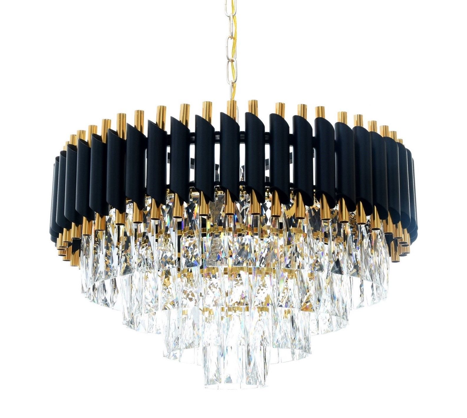 Czarno-złoty, klasyczny żyrandol kryształowy, na łańcuchu MAZINI - Lumina Deco zdjęcie 1