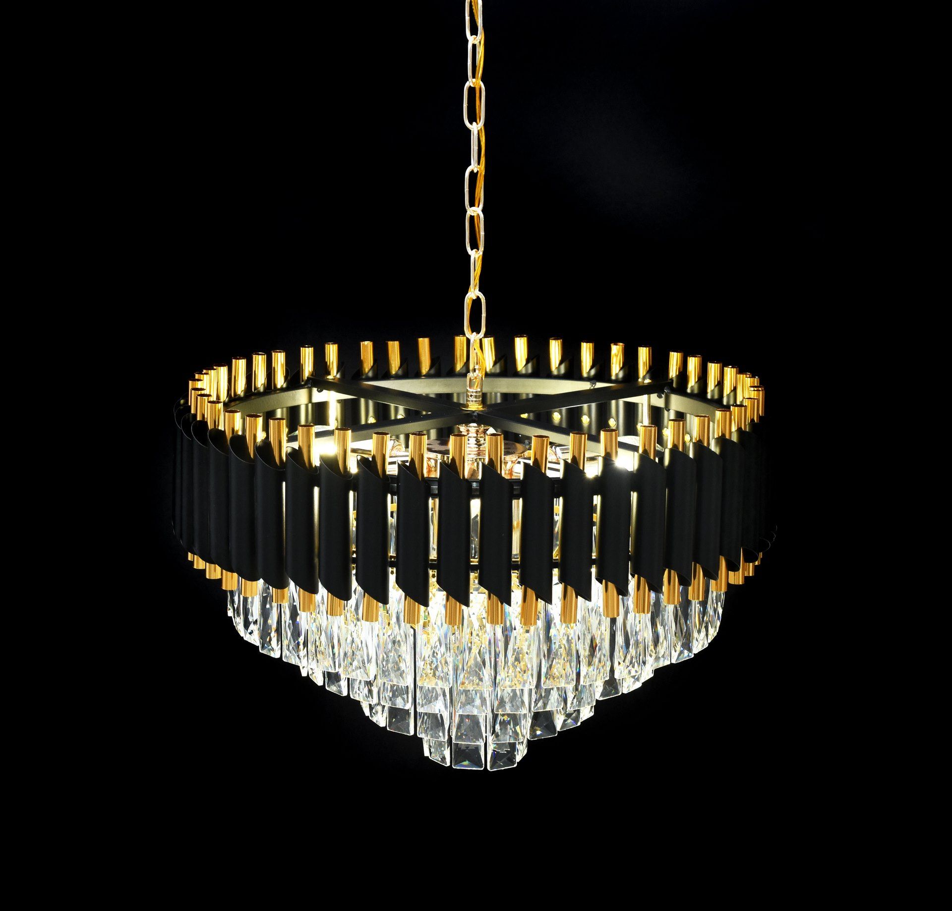 Czarno-złoty, klasyczny żyrandol kryształowy, na łańcuchu MAZINI - Lumina Deco zdjęcie 4