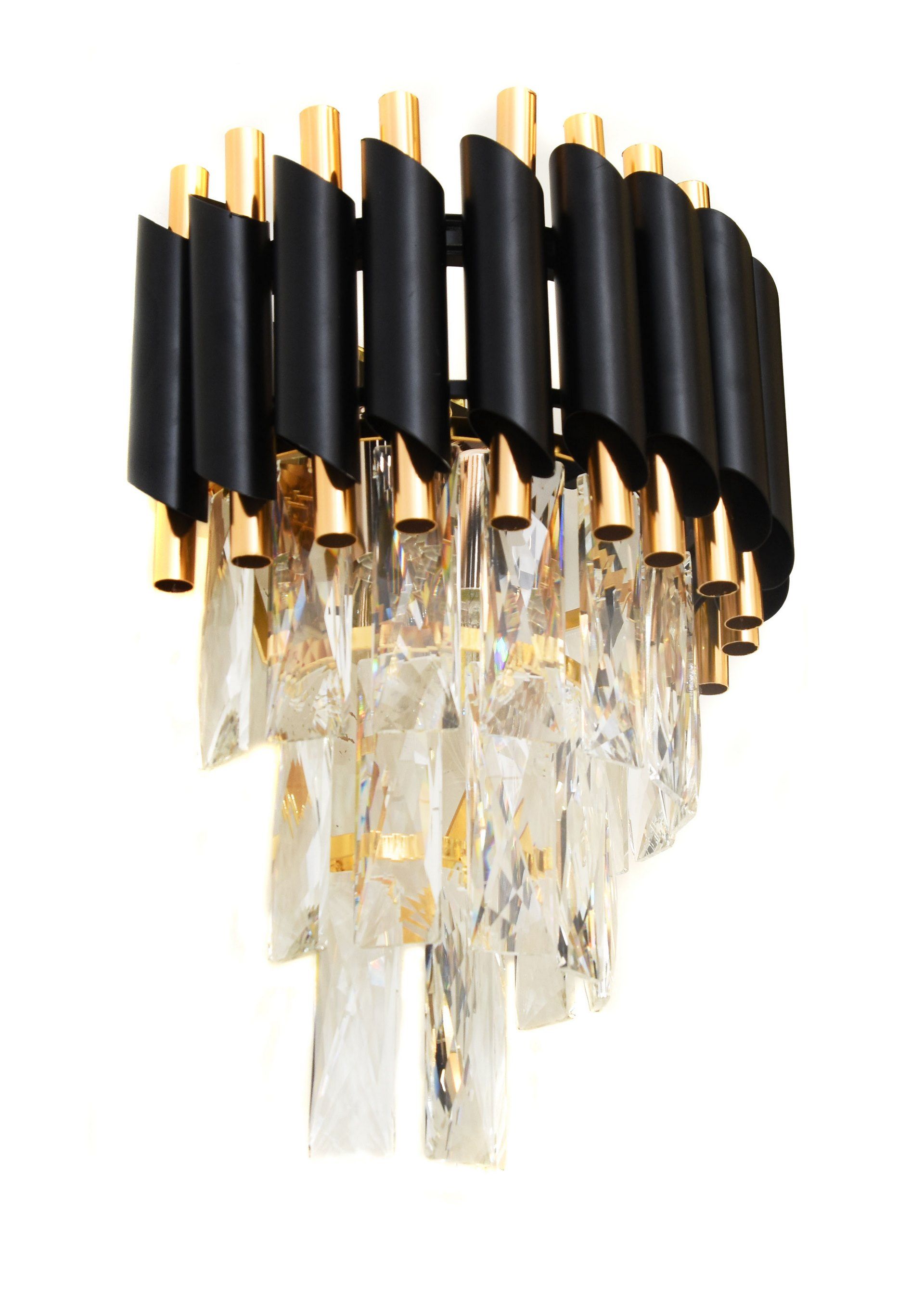 Czarno-złoty kinkiet kryształowy, elegancka lampa ścienna MAZINI W2 - Lumina Deco zdjęcie 1