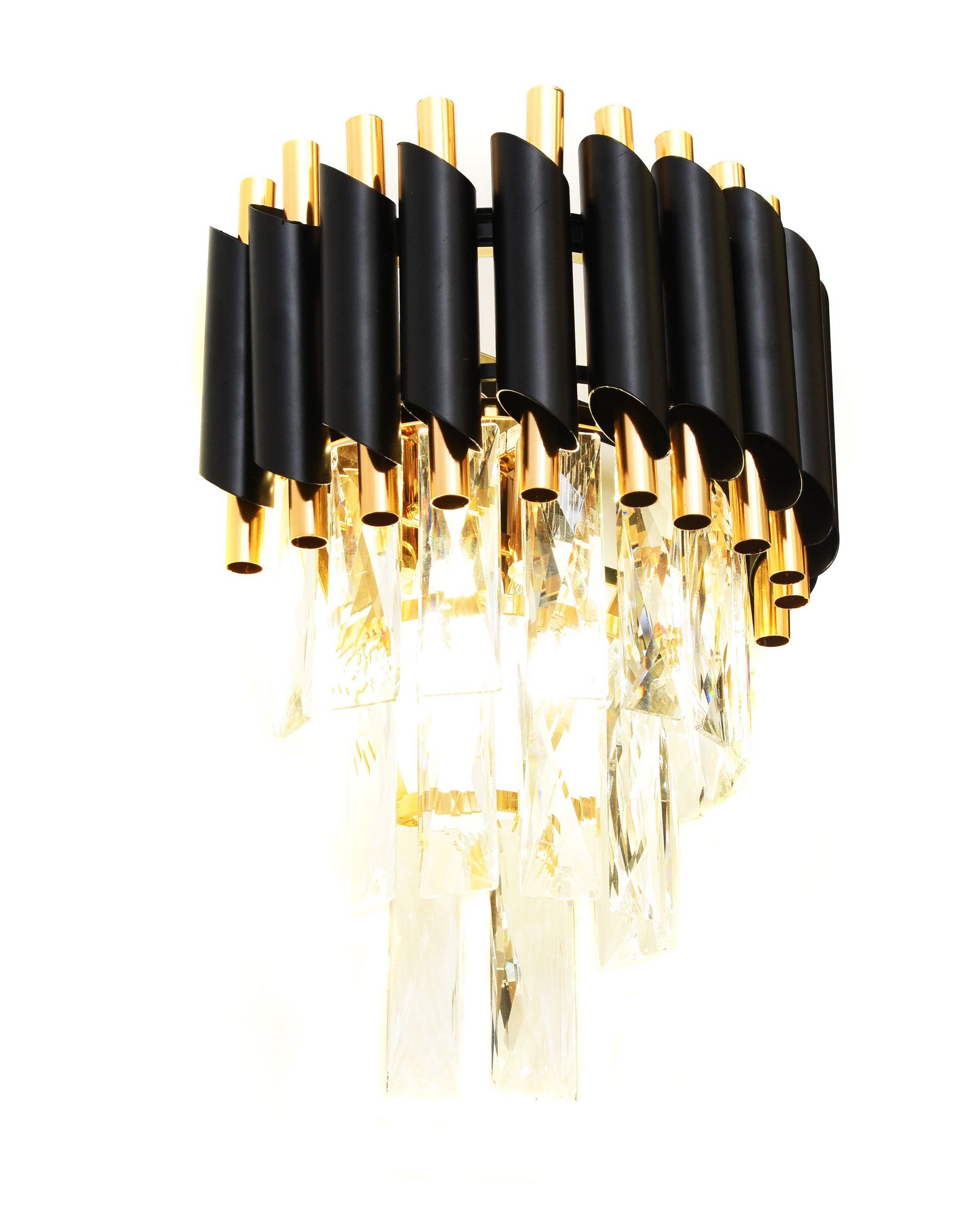 Czarno-złoty kinkiet kryształowy, elegancka lampa ścienna MAZINI W2 - Lumina Deco zdjęcie 3
