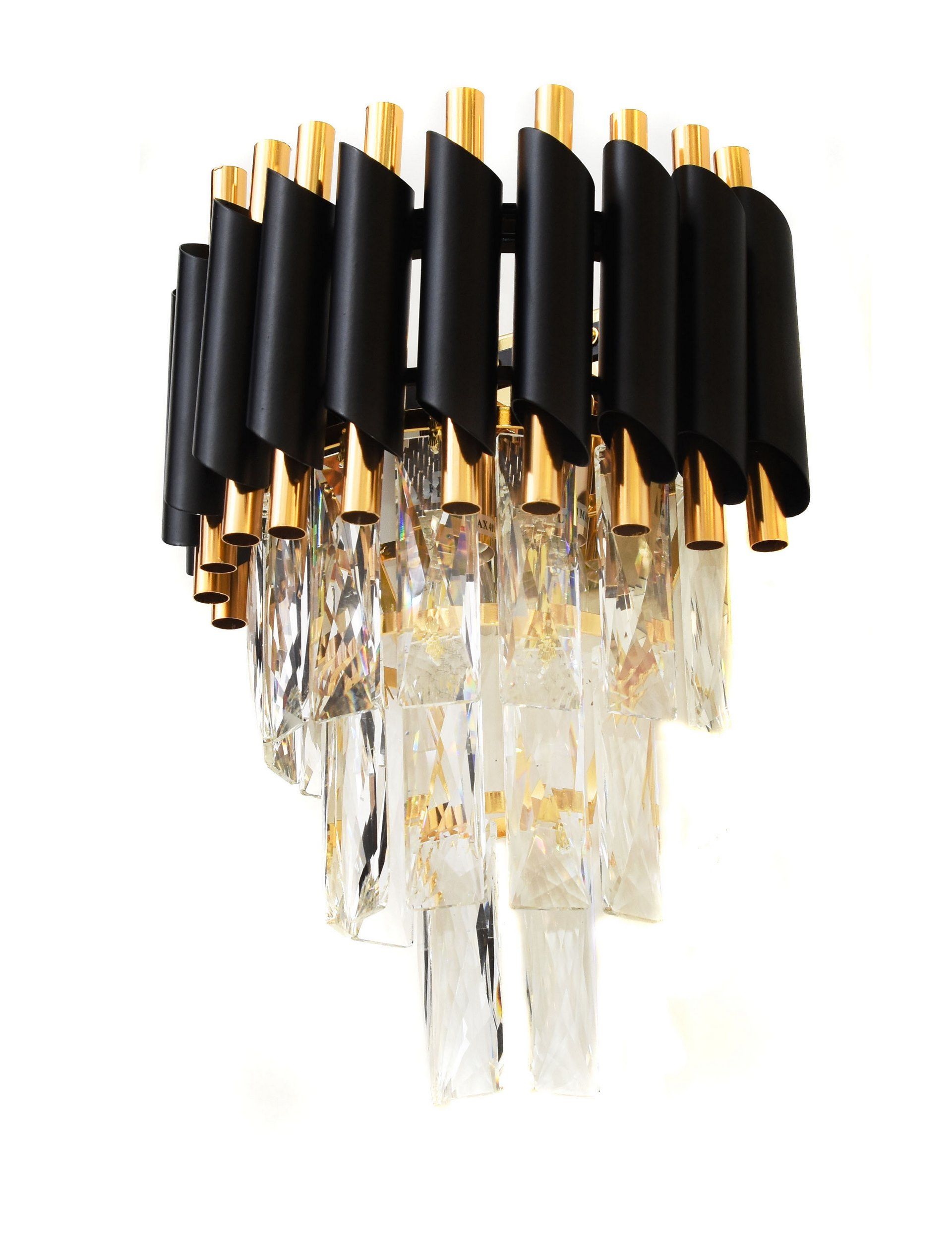 Czarno-złoty kinkiet kryształowy, elegancka lampa ścienna MAZINI W2 - Lumina Deco zdjęcie 4