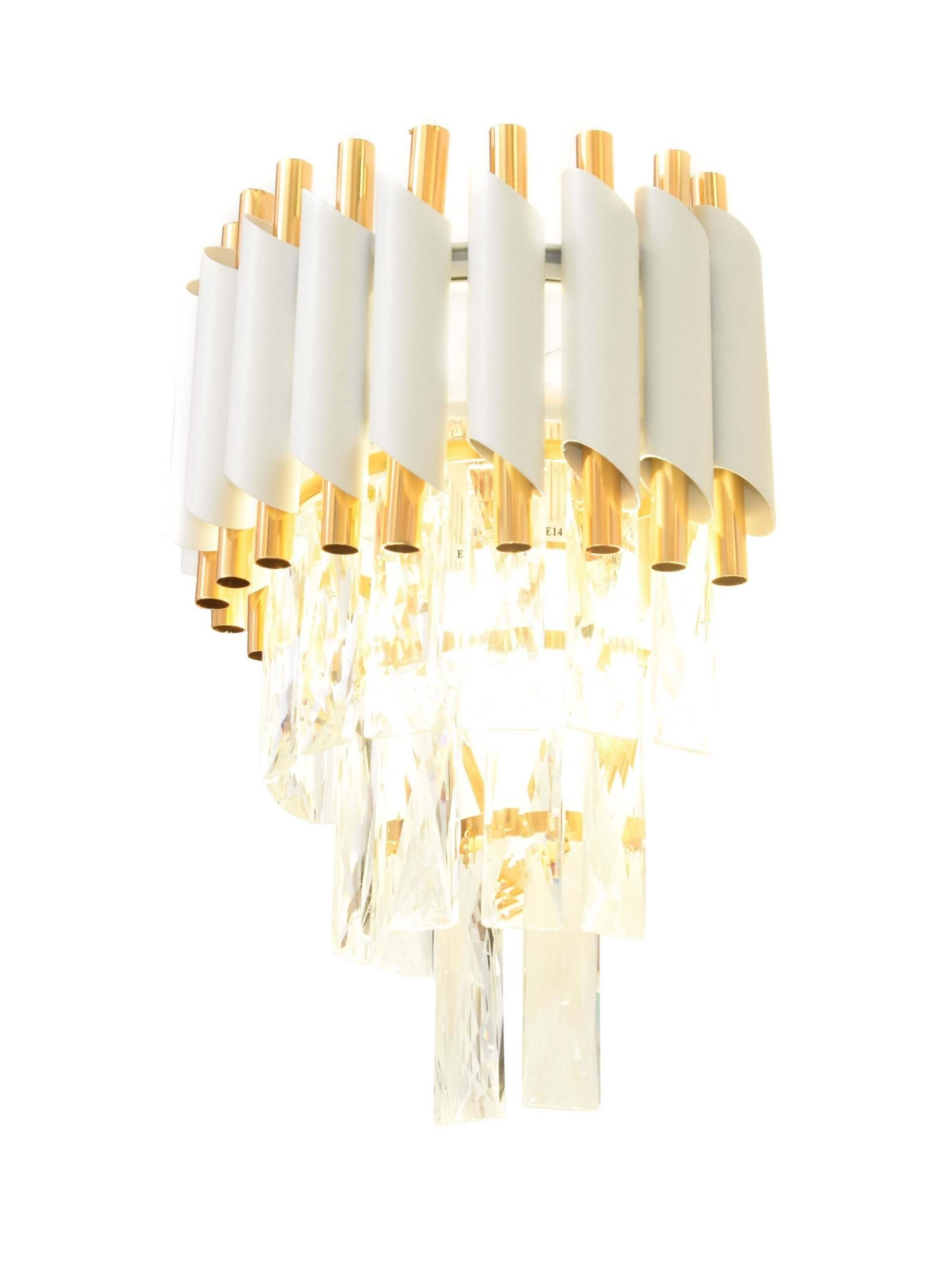 Biało-złota lampa ścienna, kryształowy kinkiet MAZINI W2 - Lumina Deco zdjęcie 2