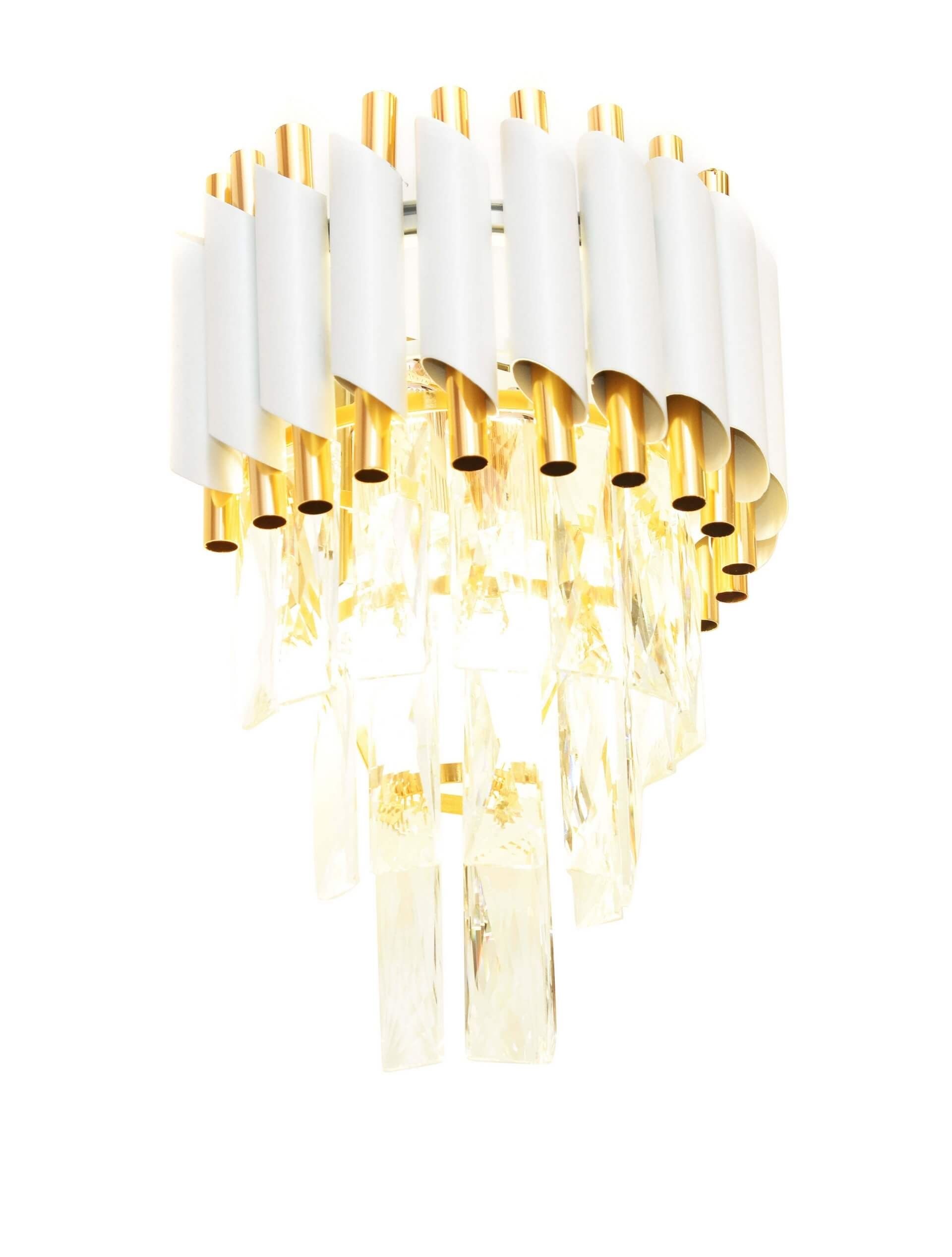 Biało-złota lampa ścienna, kryształowy kinkiet MAZINI W2 - Lumina Deco zdjęcie 3