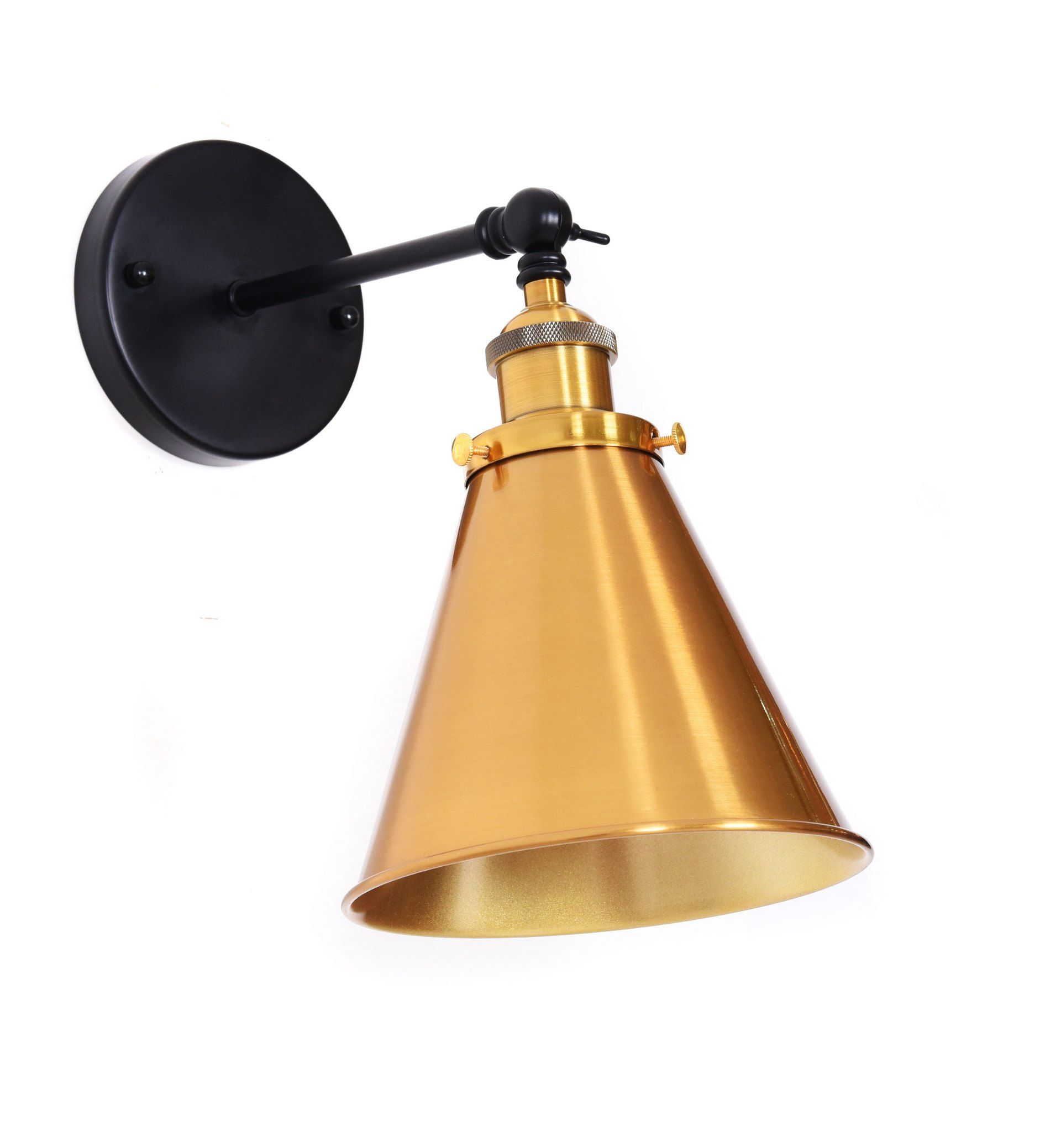 Złoty, loftowy kinkiet, lampa ścienna w czarnej oprawie GORI W1 - Lumina Deco zdjęcie 3
