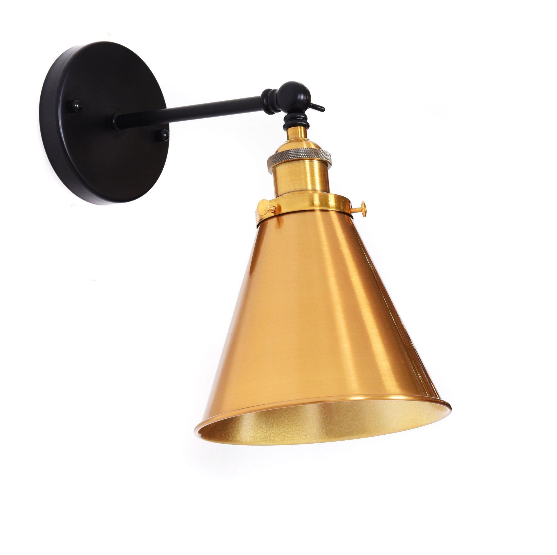 Złoty, loftowy kinkiet, lampa ścienna w czarnej oprawie GORI W1 - Lumina Deco zdjęcie 4