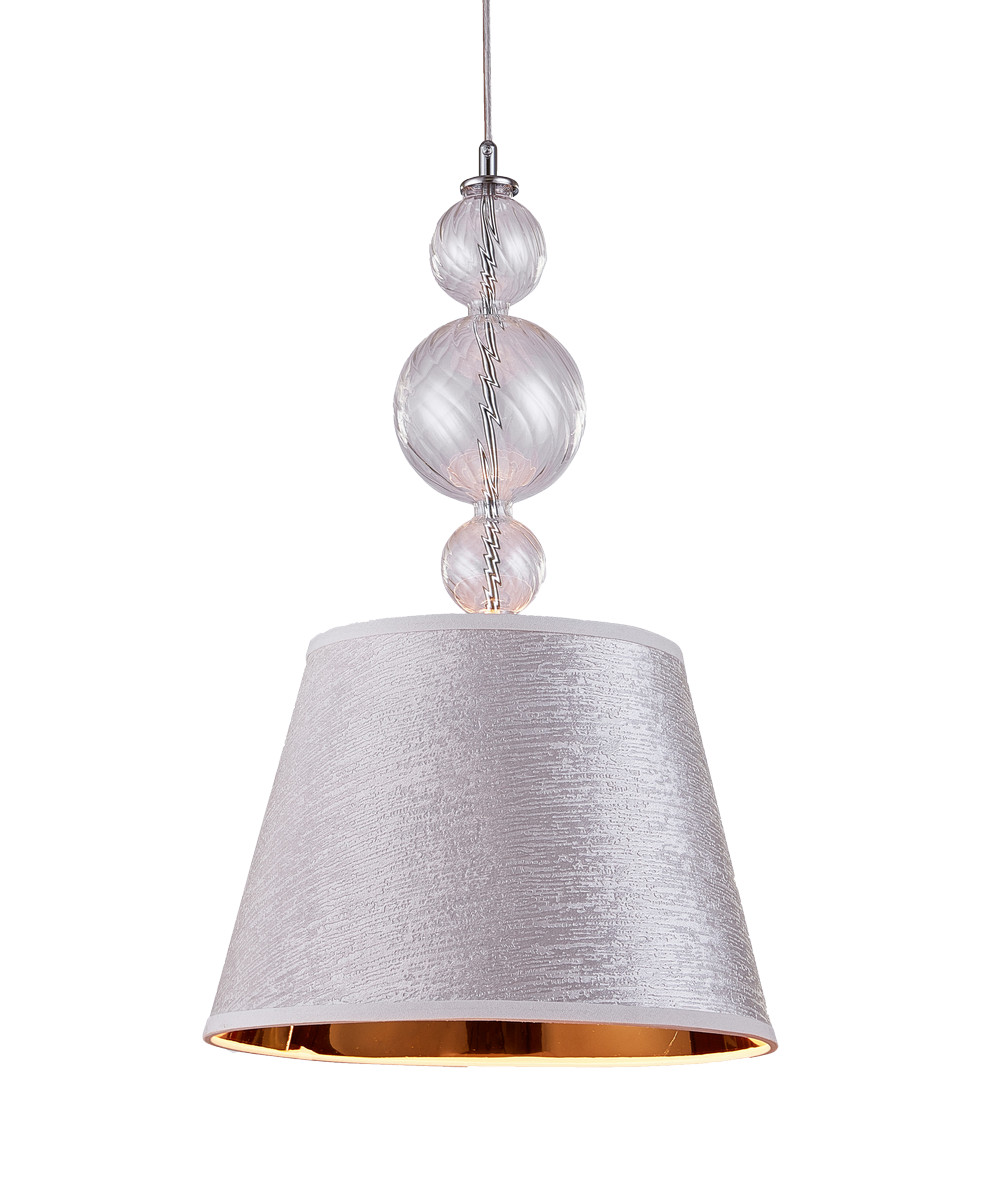 Srebrna, nowoczesna lampa wisząca z abażurem ze złotym wnętrzem MURANEO - Lumina Deco zdjęcie 1