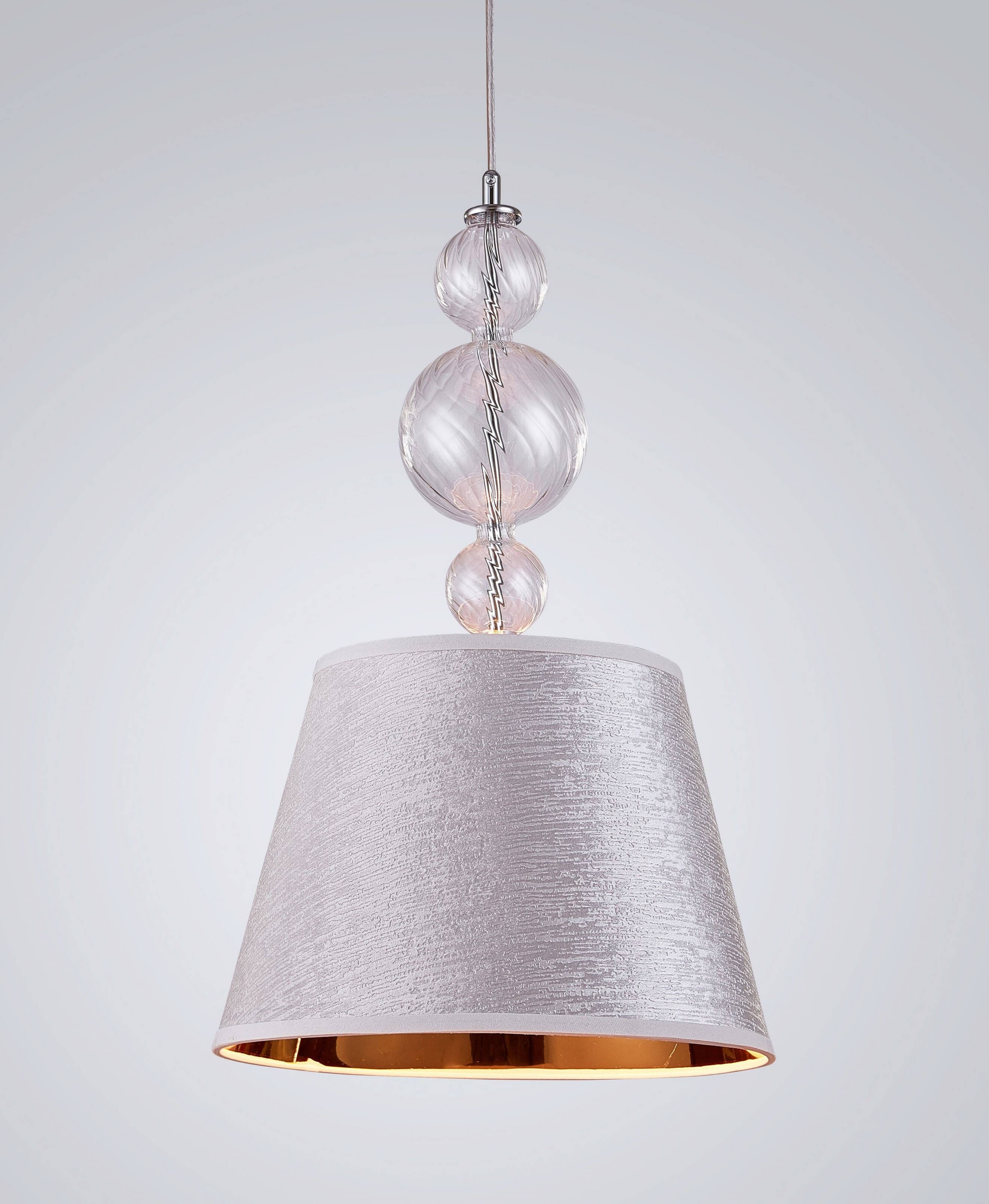 Srebrna, nowoczesna lampa wisząca z abażurem ze złotym wnętrzem MURANEO - Lumina Deco zdjęcie 4