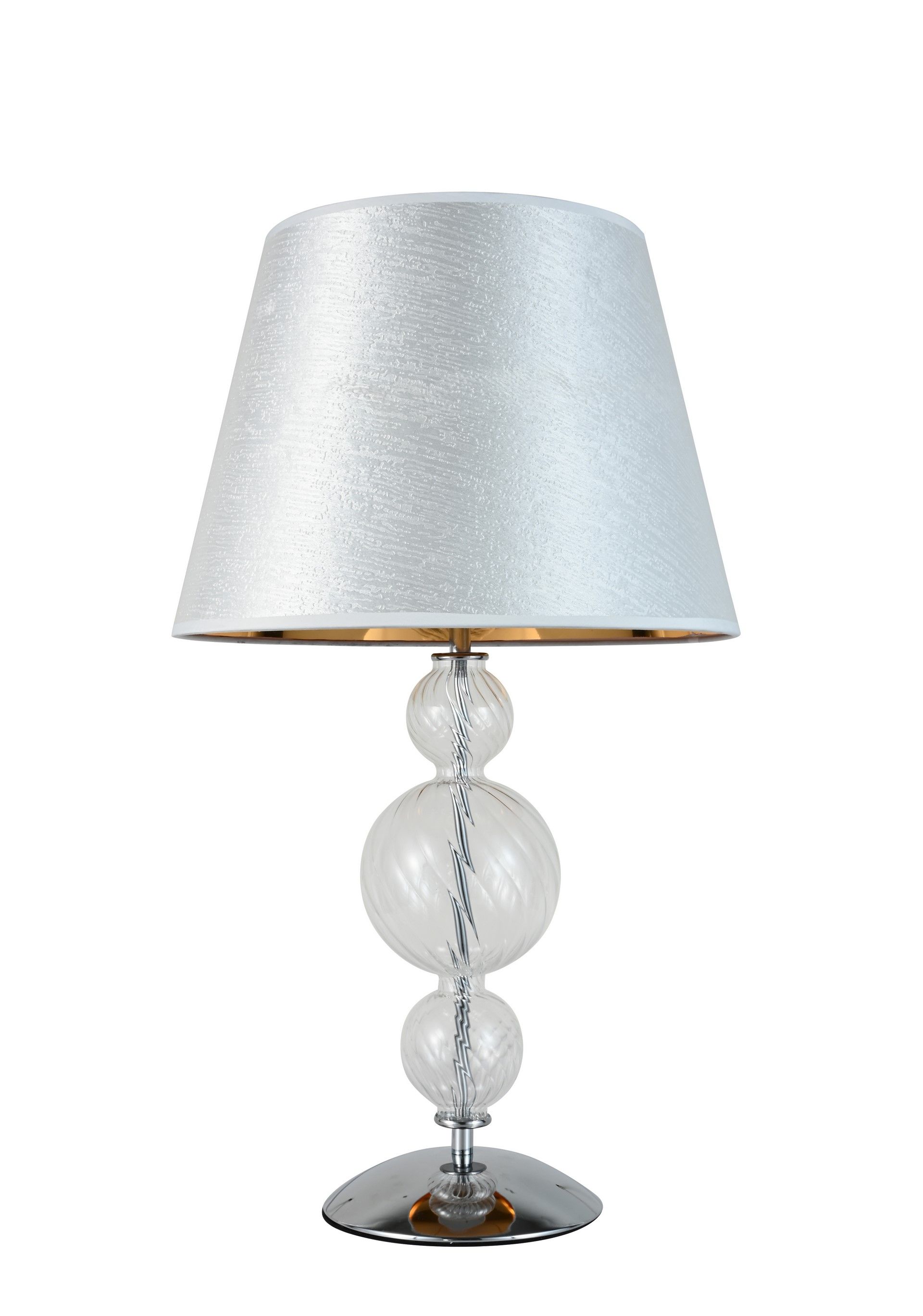 Srebrna lampka nocna z materiałowym abażurem, designerska, biurkowa MURANEO - Lumina Deco zdjęcie 2
