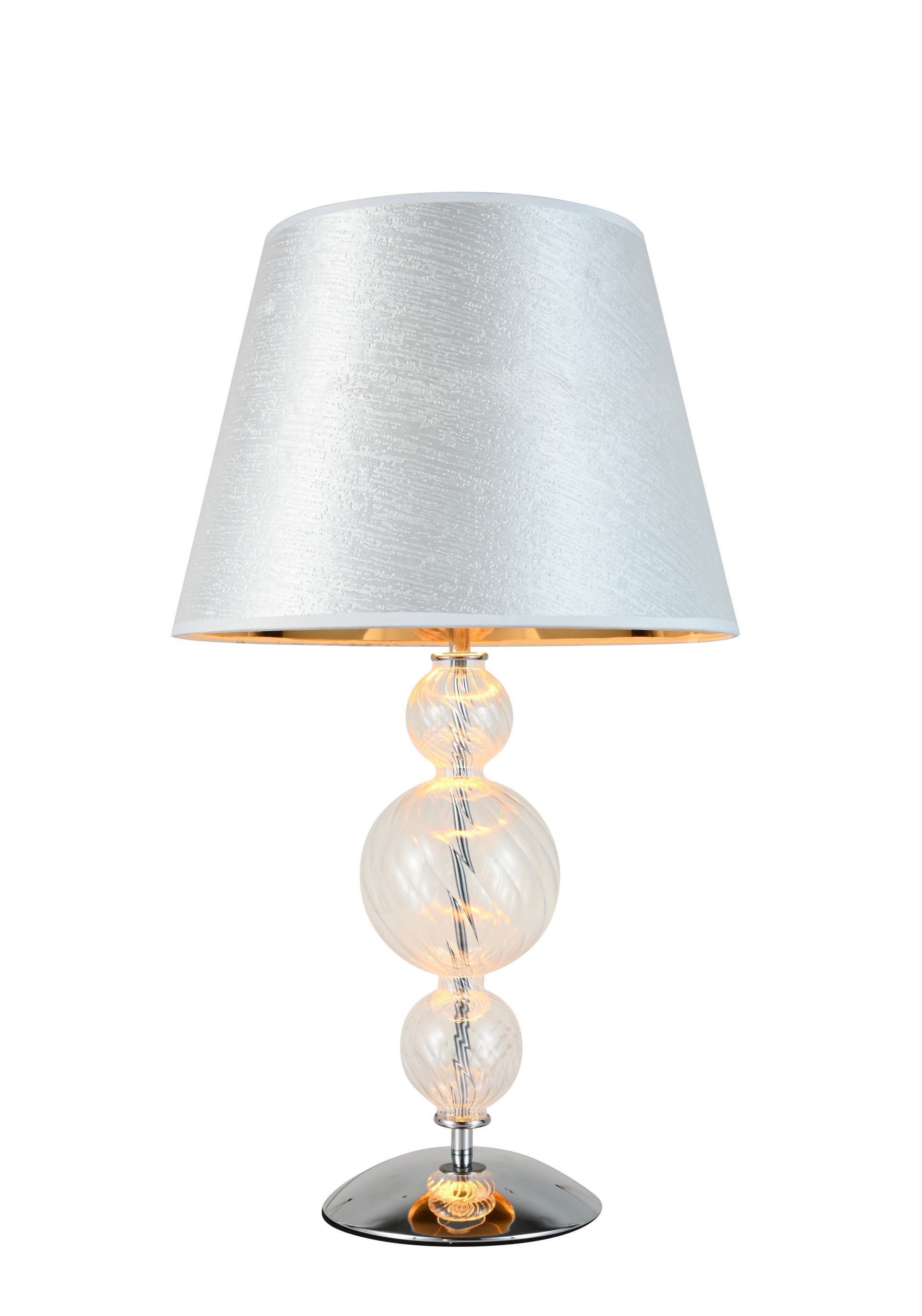 Srebrna lampka nocna z materiałowym abażurem, designerska, biurkowa MURANEO - Lumina Deco zdjęcie 1
