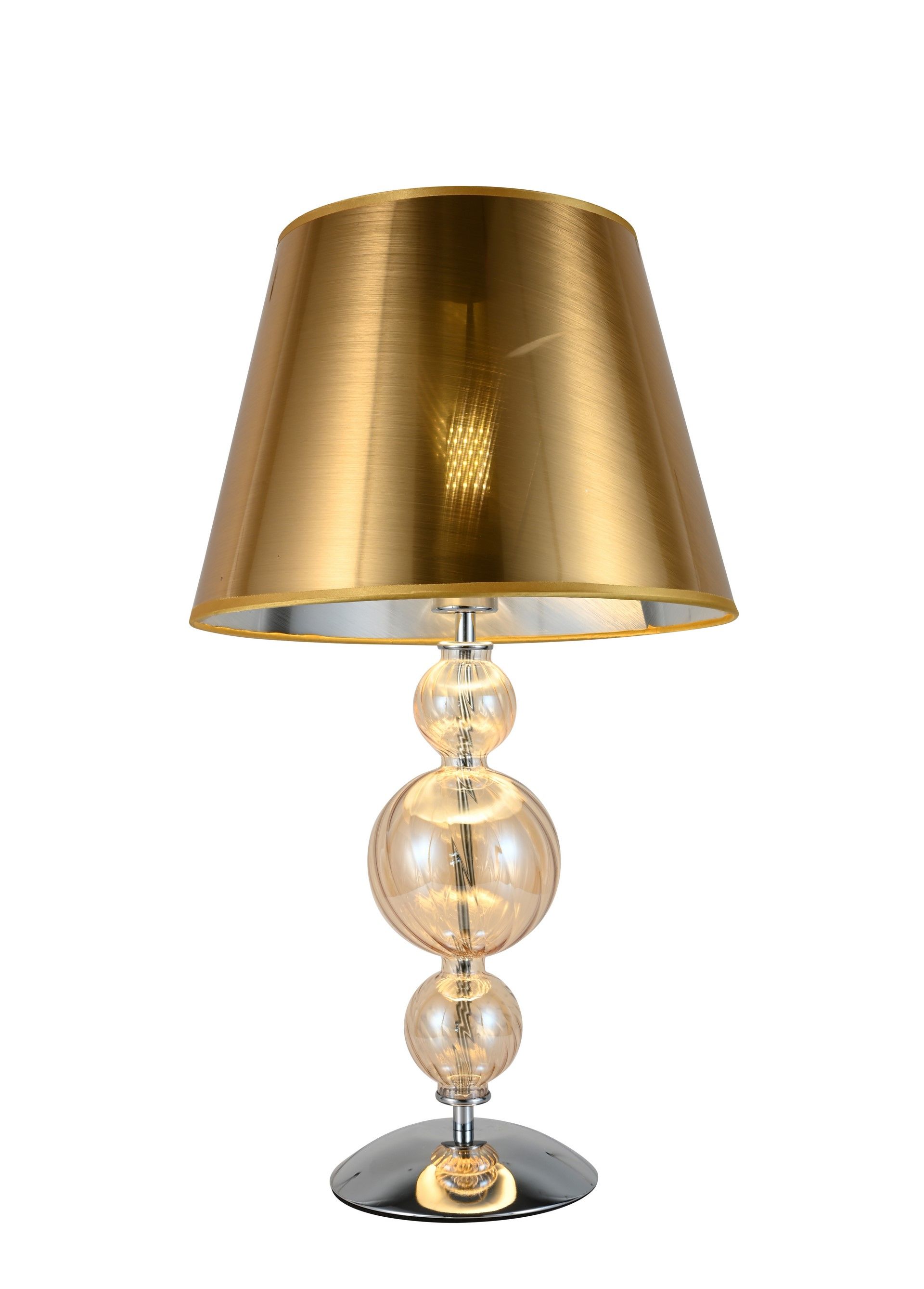 Złota lampka nocna z abażurem z materiału ze złotym wnętrzem, biurkowa, elegancka  MURANEO - Lumina Deco zdjęcie 1