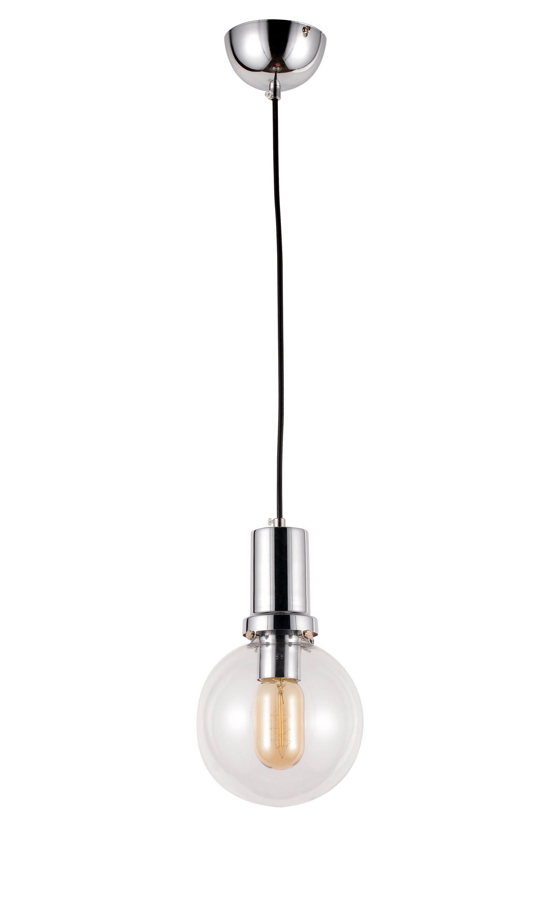 Przezroczysto-chromowana lampa wisząca kula, designerska DORITO - Lumina Deco zdjęcie 3