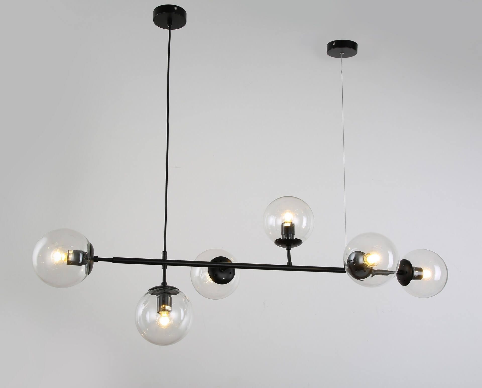 Czarna lampa wisząca, nowoczesna z okrągłymi, przezroczystymi kloszami CEREDO W6 - Lumina Deco zdjęcie 3