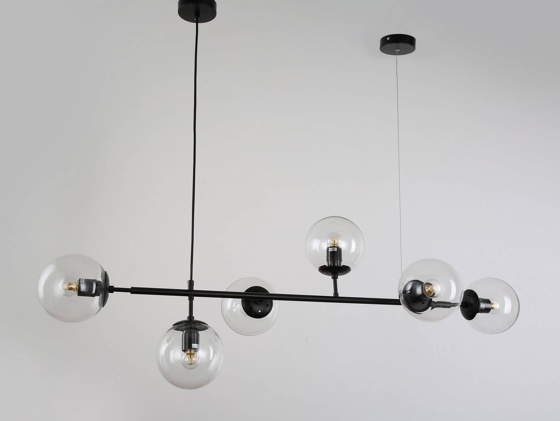 Czarna lampa wisząca, nowoczesna z okrągłymi, przezroczystymi kloszami CEREDO W6 - Lumina Deco zdjęcie 4