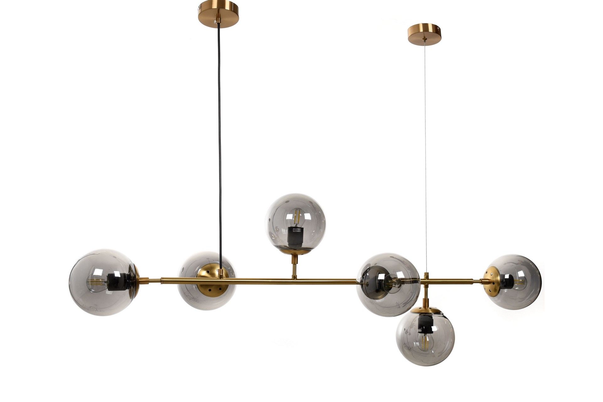Mosiężna lampa wisząca z dymionymi, kulistymi kloszami, loftowa CEREDO W6 - Lumina Deco zdjęcie 2