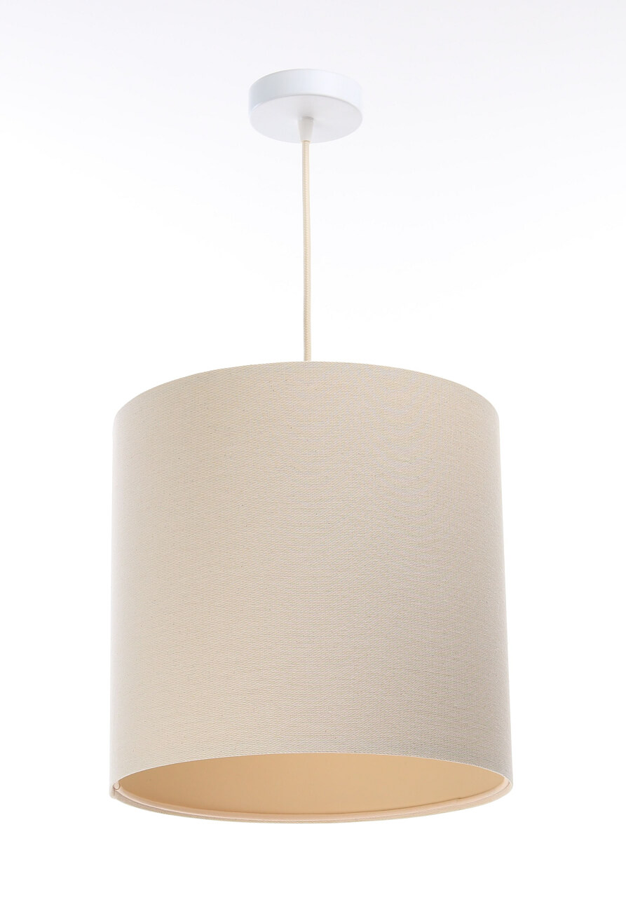 Kremowa lampa wisząca z abażurem w kształcie walca z lnu, tuba BOHO - BPS Koncept zdjęcie 3