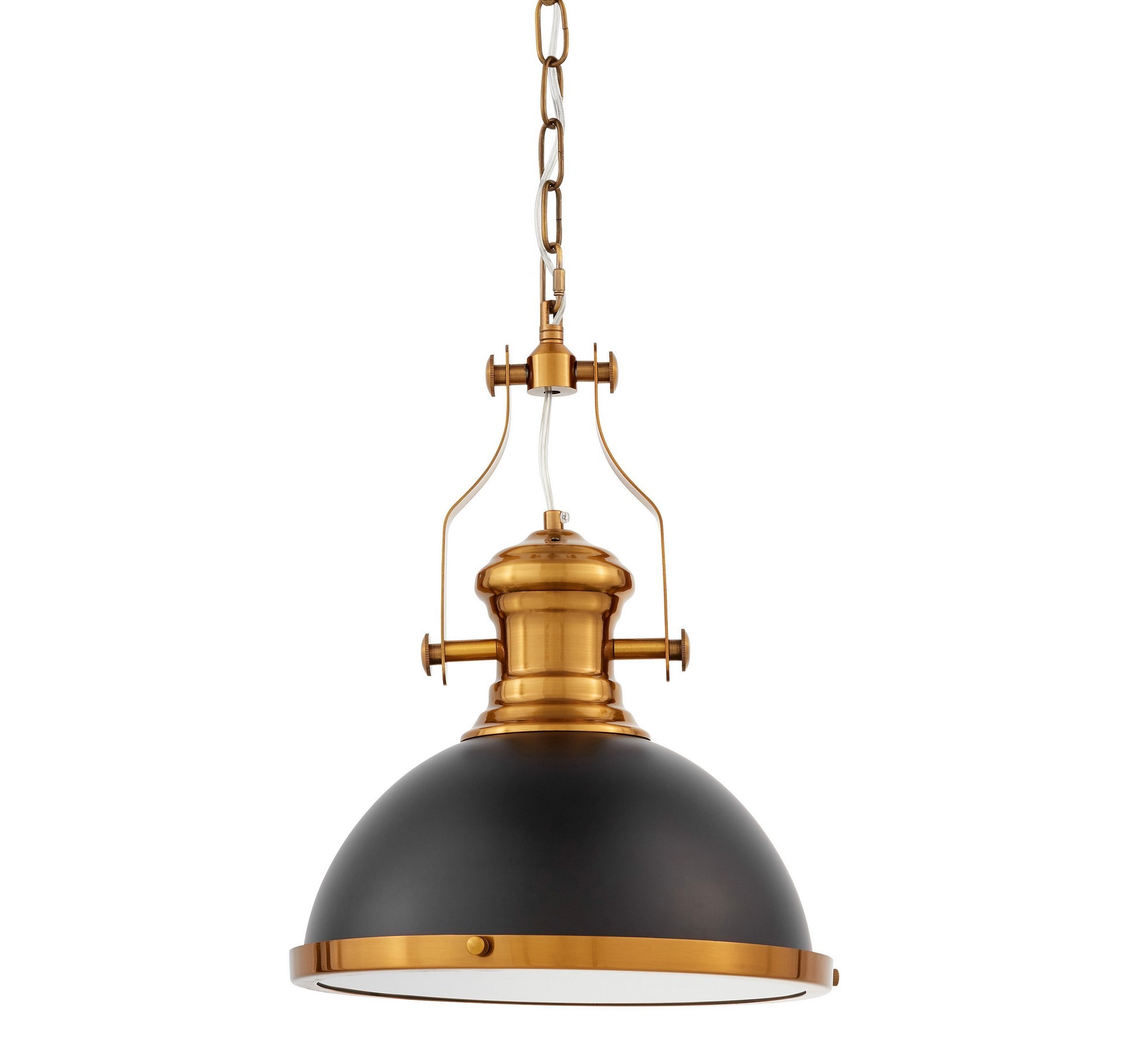 Industrialna czarno-mosiężna metalowa lampa loft ETTORE na łańcuchu - Lumina Deco zdjęcie 3
