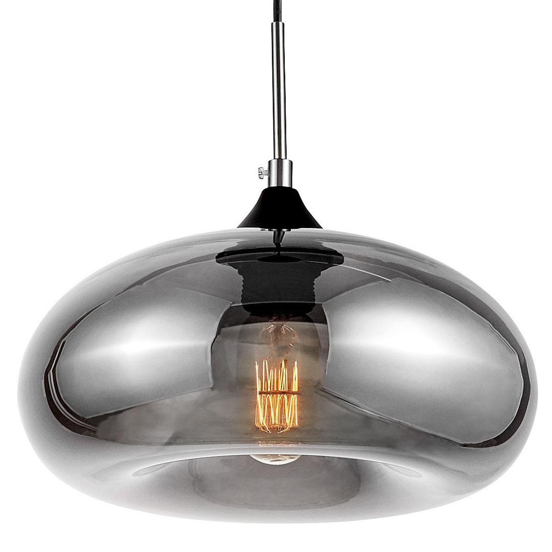 Lampa szklana owalna okrągła BROSSO SZARA przydymiona designerska - Lumina Deco zdjęcie 1