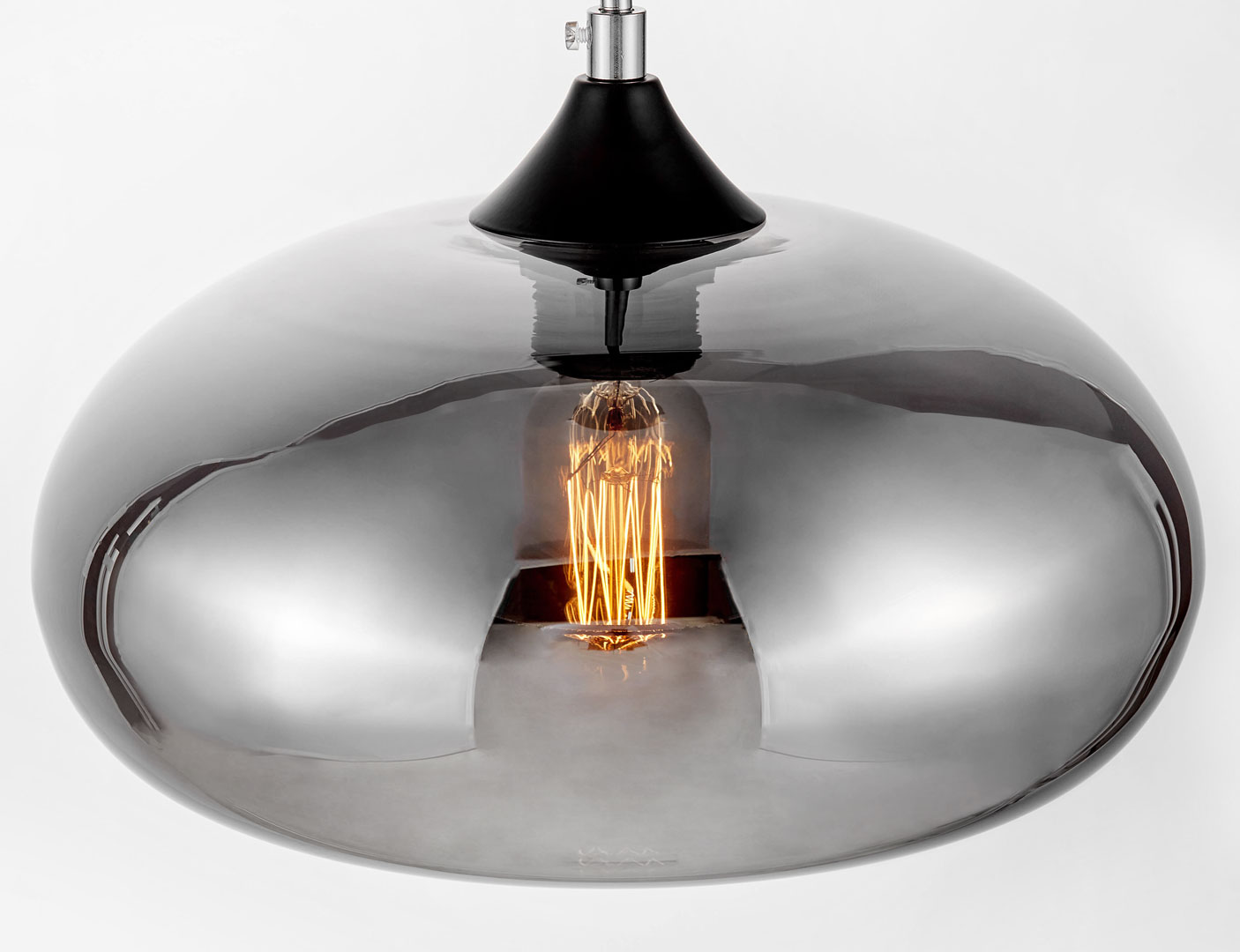 Lampa szklana owalna okrągła BROSSO SZARA przydymiona designerska - Lumina Deco zdjęcie 4