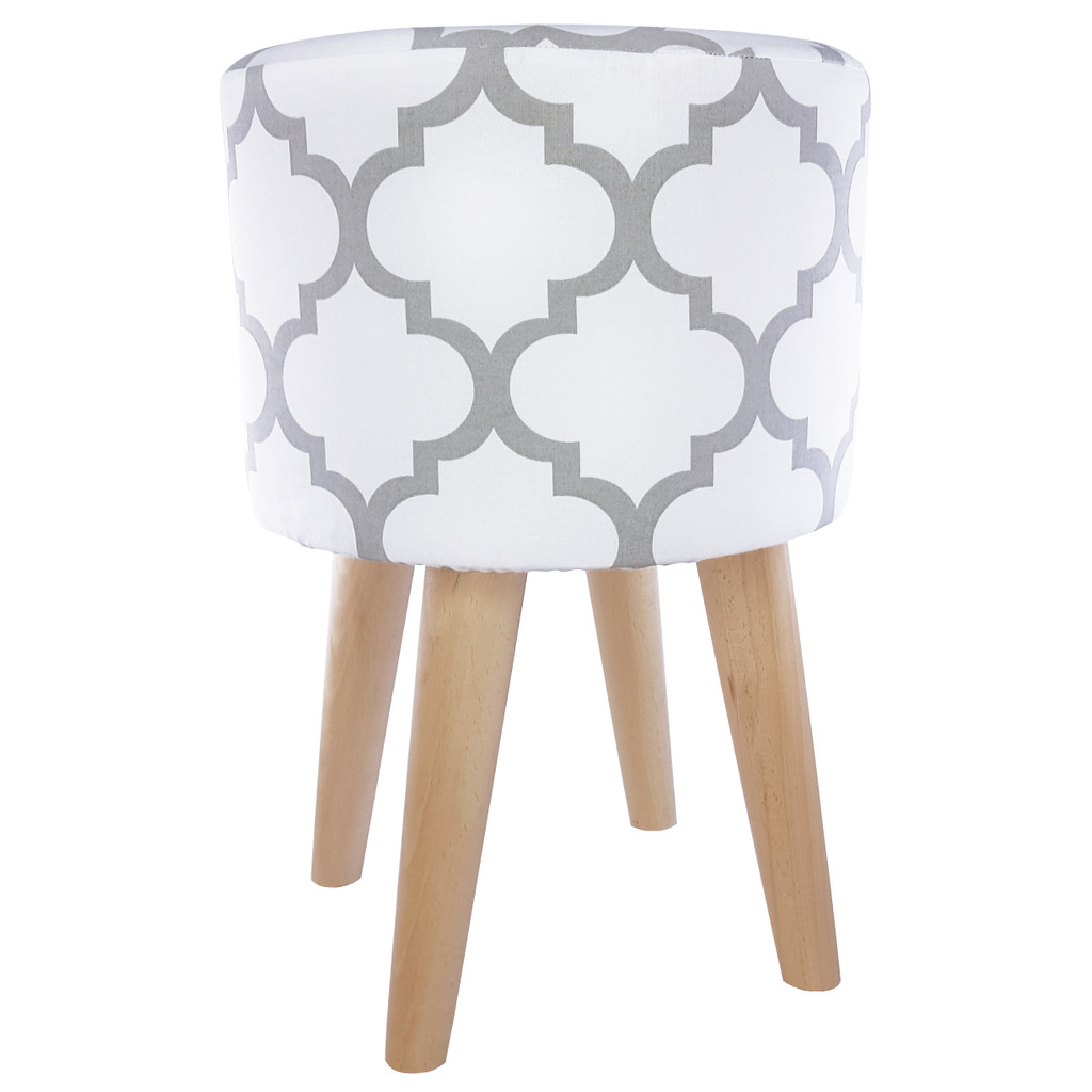 Biały puf design skandynawski szary wzór MAROKAŃSKA KONICZYNA - Lily Pouf zdjęcie 2