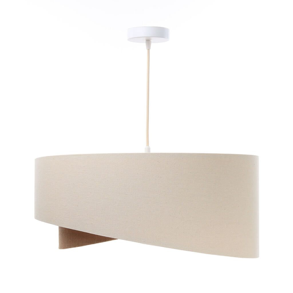 Kremowo-beżowa lampa wisząca z walcowymi abażurami z lnianej i jutowej tkaniny z beżowym wnętrzem BOHO - BPS Koncept zdjęcie 4