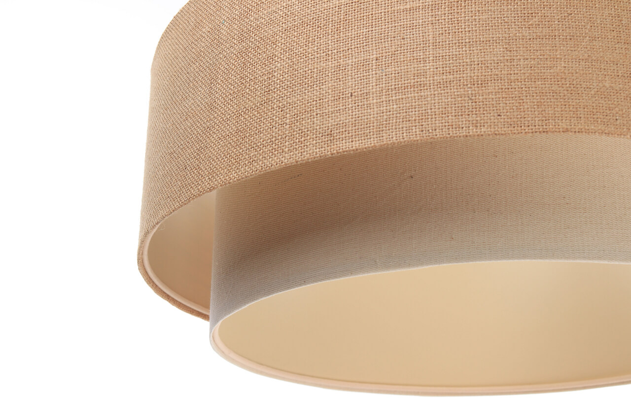 Lampa jutowa BOHO wisząca z podwójnym beżowym i kremowym abażurem z tkaniny jutowej i lnianej - BPS Koncept zdjęcie 4