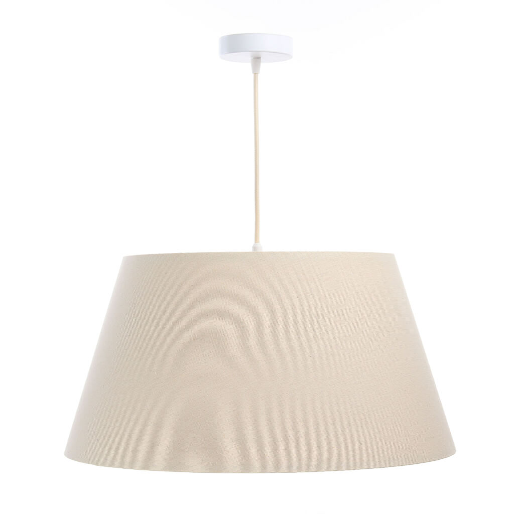 Kremowa lampa wisząca ze stożkowym abażurem z lnianej tkaniny BOHO - BPS Koncept zdjęcie 4