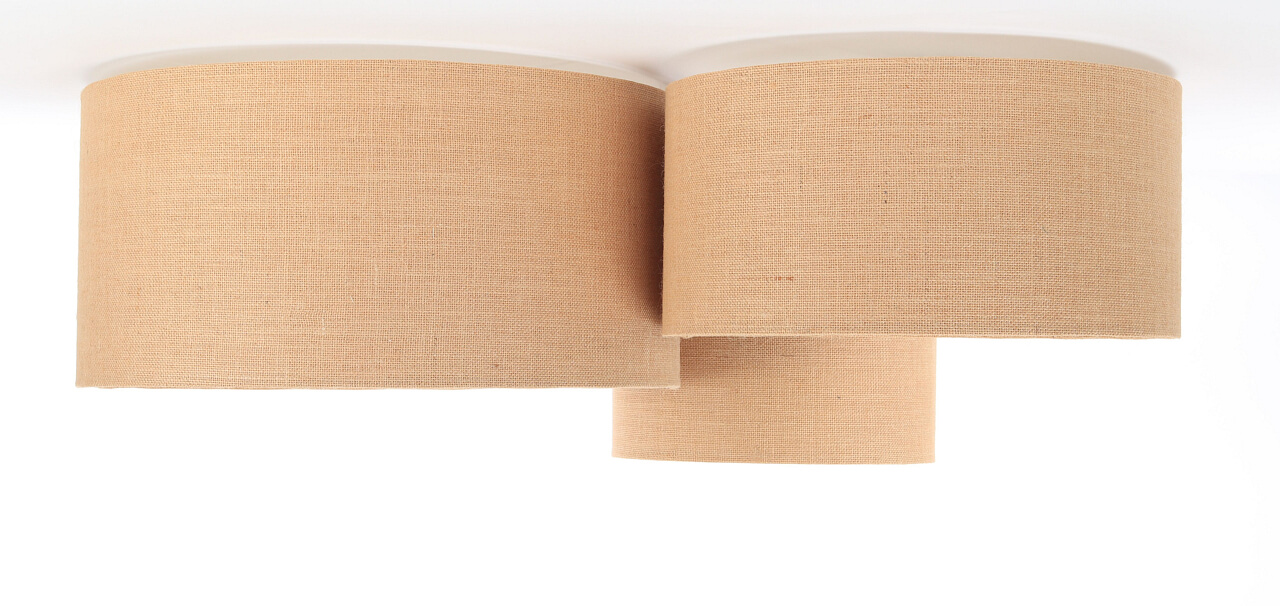Beżowa lampa sufitowa z walcowymi abażurami z jutowej tkaniny, plafoniada BOHO - BPS Koncept zdjęcie 2