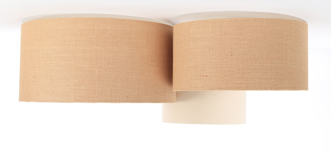 Beżowo-kremowa lampa sufitowa z okrągłymi kloszami z lnianej i jutowej tkaniny, plafoniada BOHO - BPS Koncept zdjęcie 2