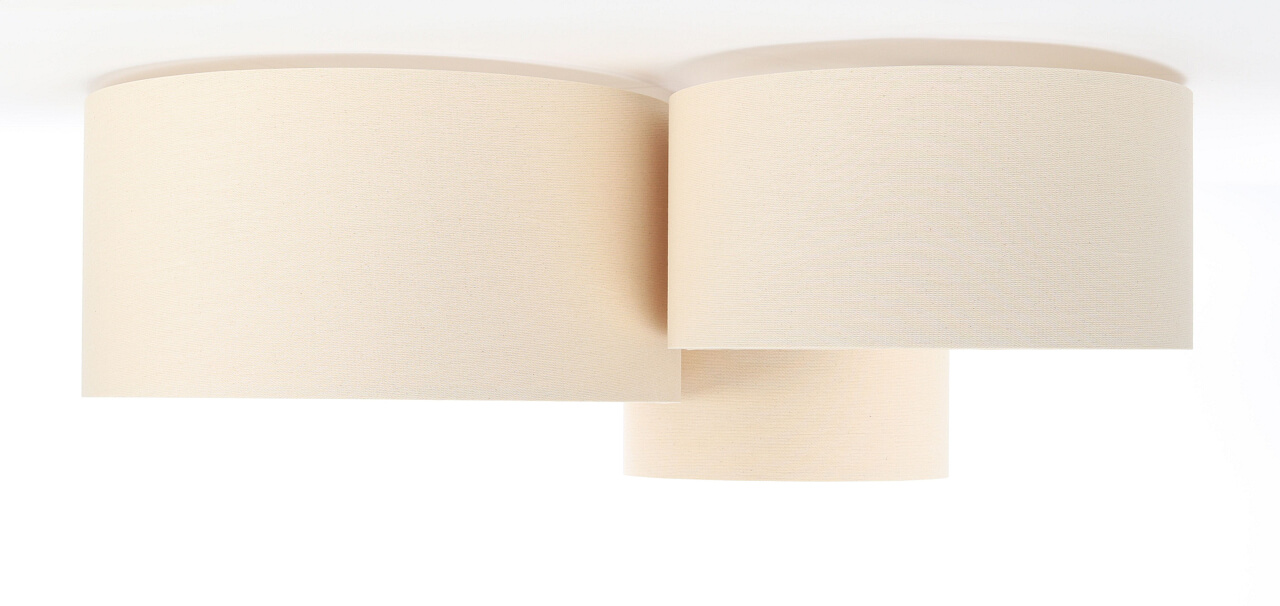 Kremowa lampa sufitowa, potrójna plafoniada w kształcie walca z abażurami z lnu BOHO - BPS Koncept zdjęcie 2