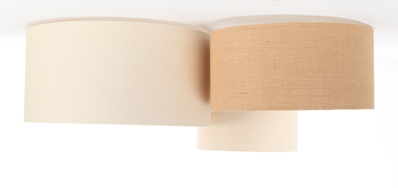 Kremowo-beżowa lampa sufitowa z jutowymi i lnianymi abażurami w kształcie walca, plafoniada BOHO - BPS Koncept zdjęcie 2