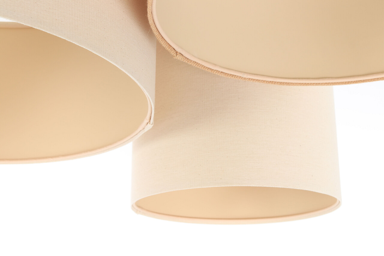 Kremowo-beżowa lampa sufitowa z jutowymi i lnianymi abażurami w kształcie walca, plafoniada BOHO - BPS Koncept zdjęcie 4